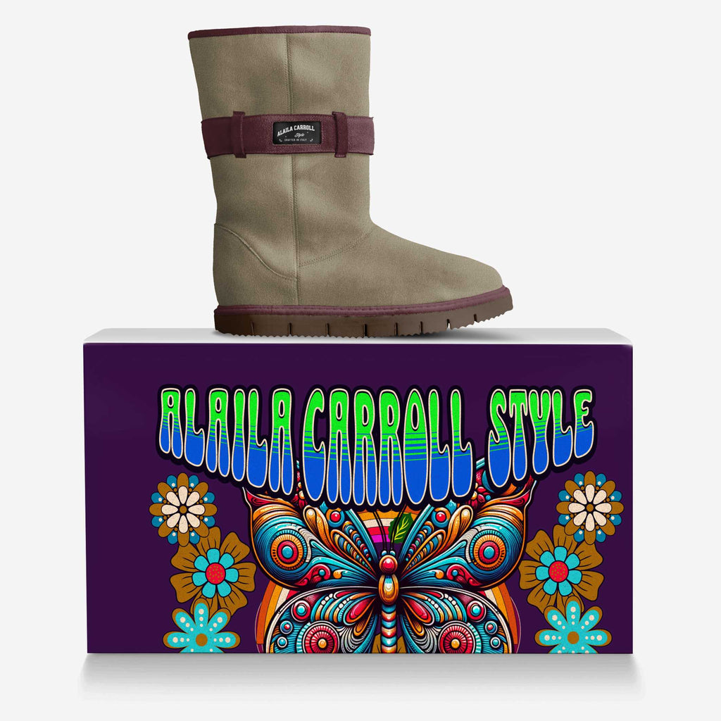 Belted Mid-Boot Tan & Plum