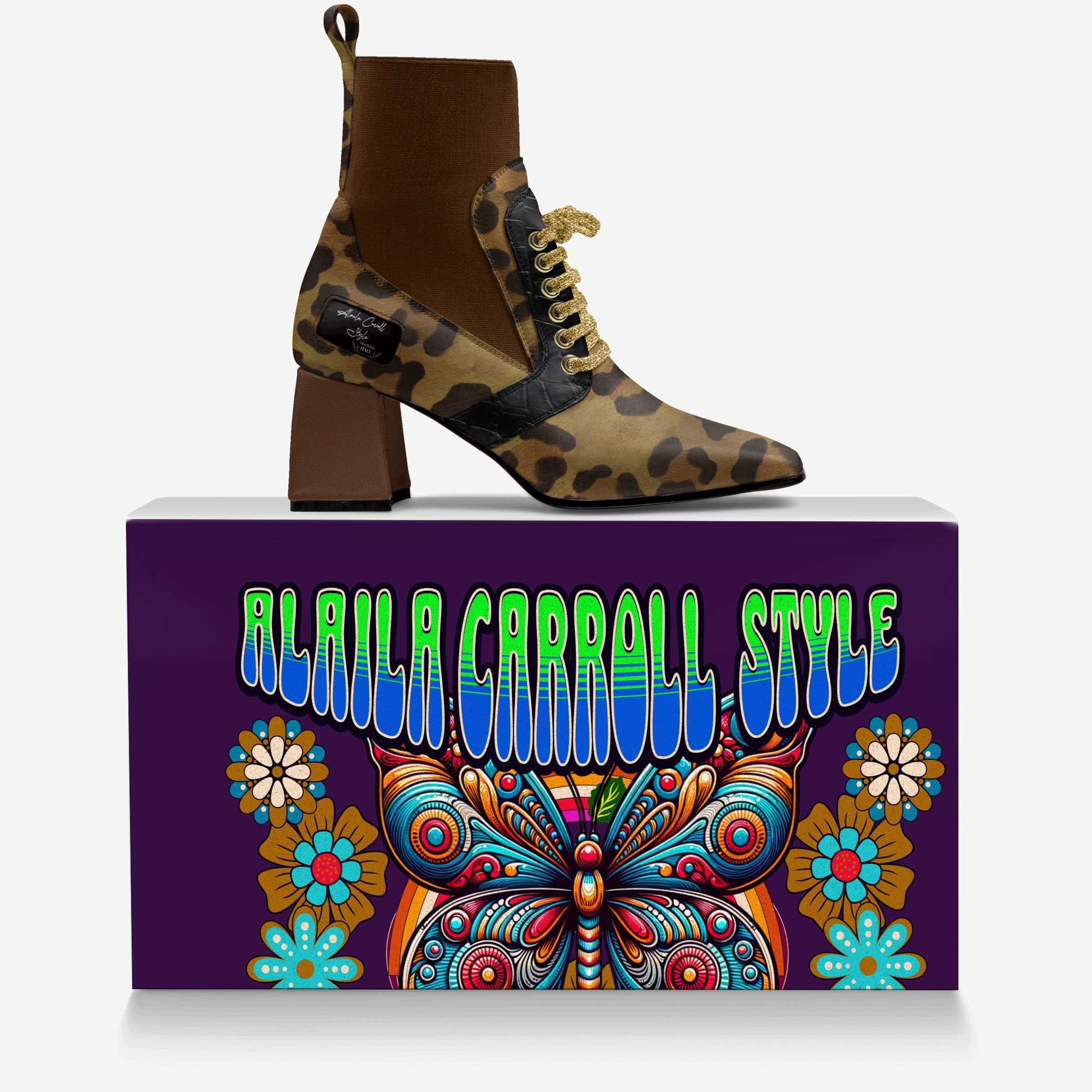 Luxe heel sock design Leopard & Black