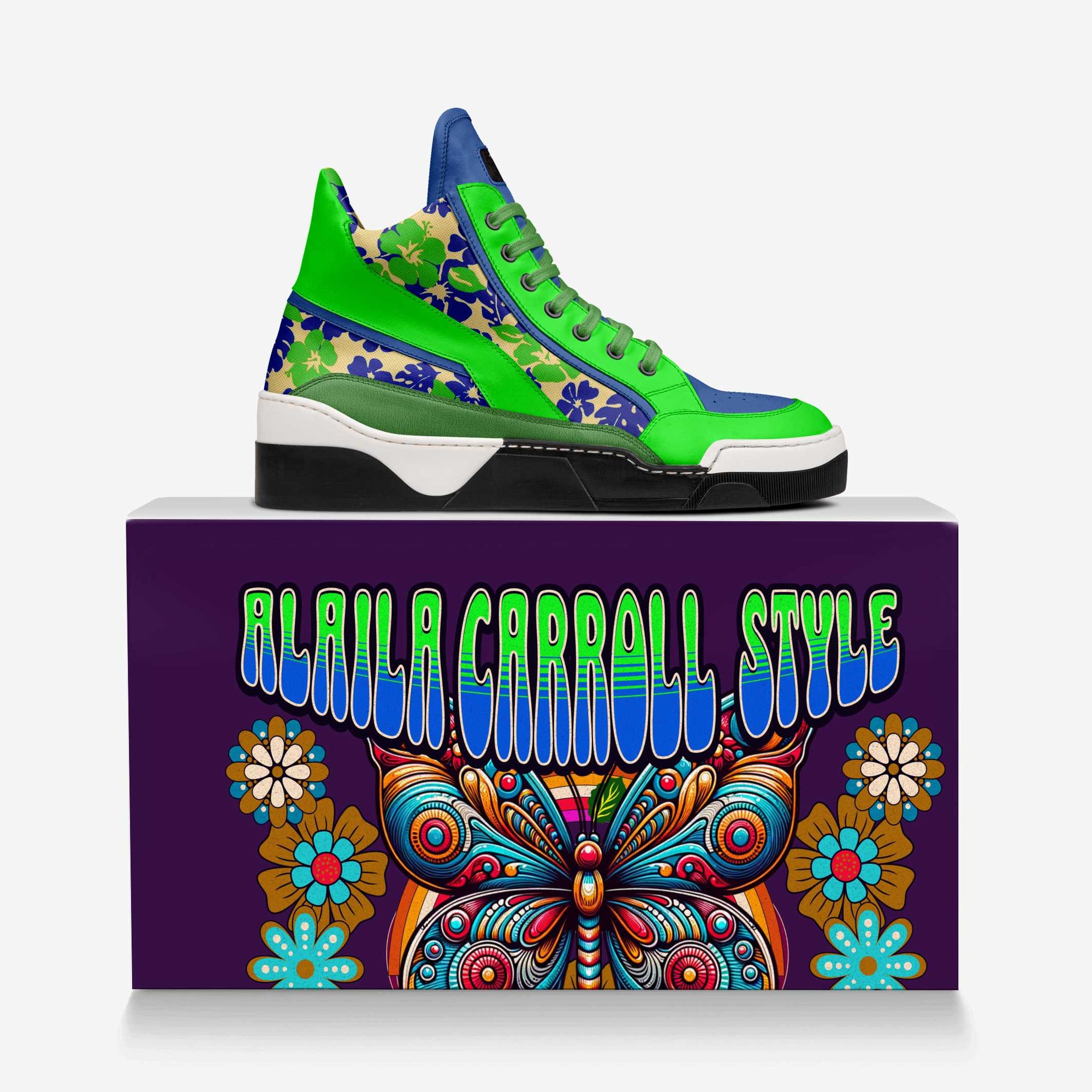 ELITE HIGH-TOP SNEAKER Green, Blue & Print
