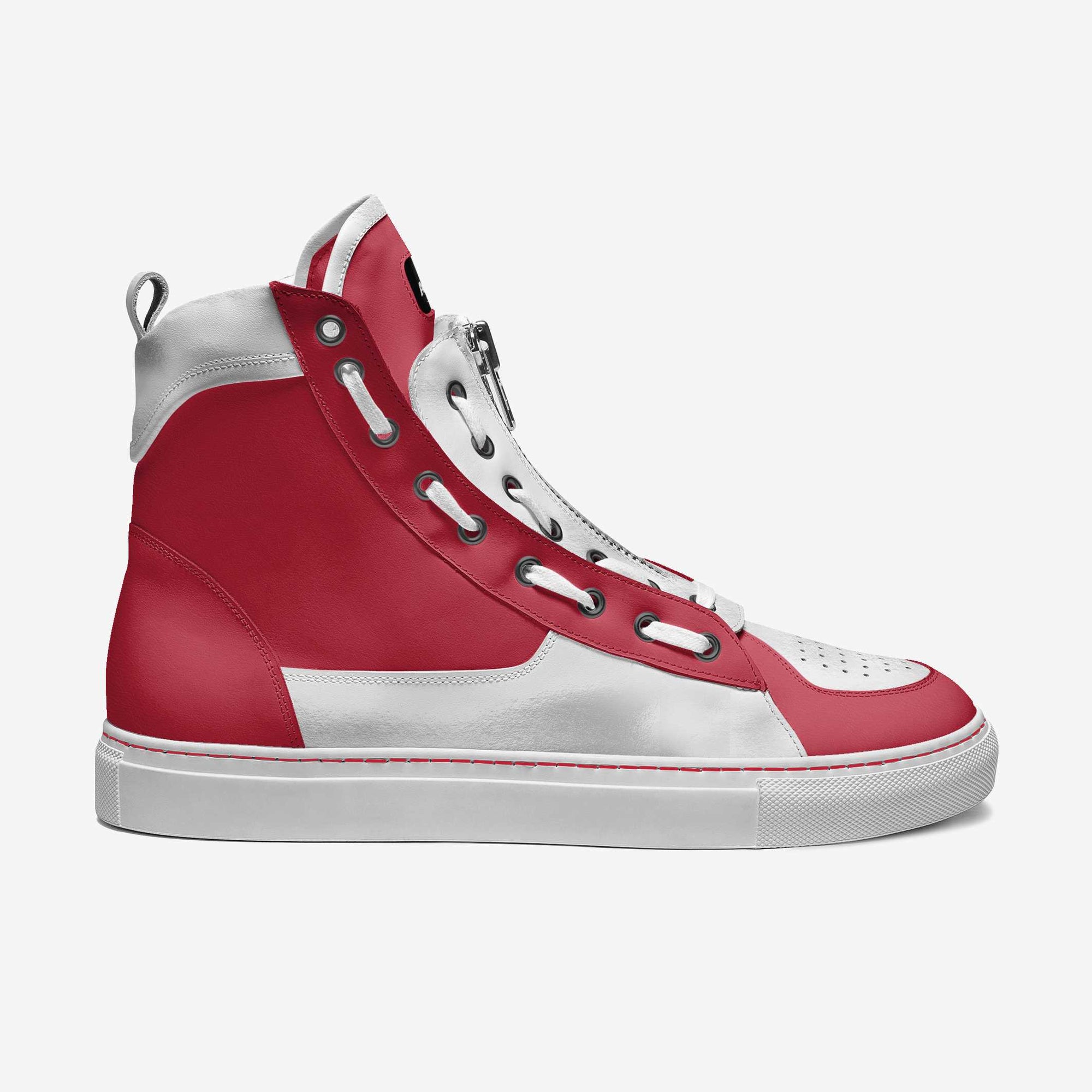 Designer Zipper High-Top Red & White