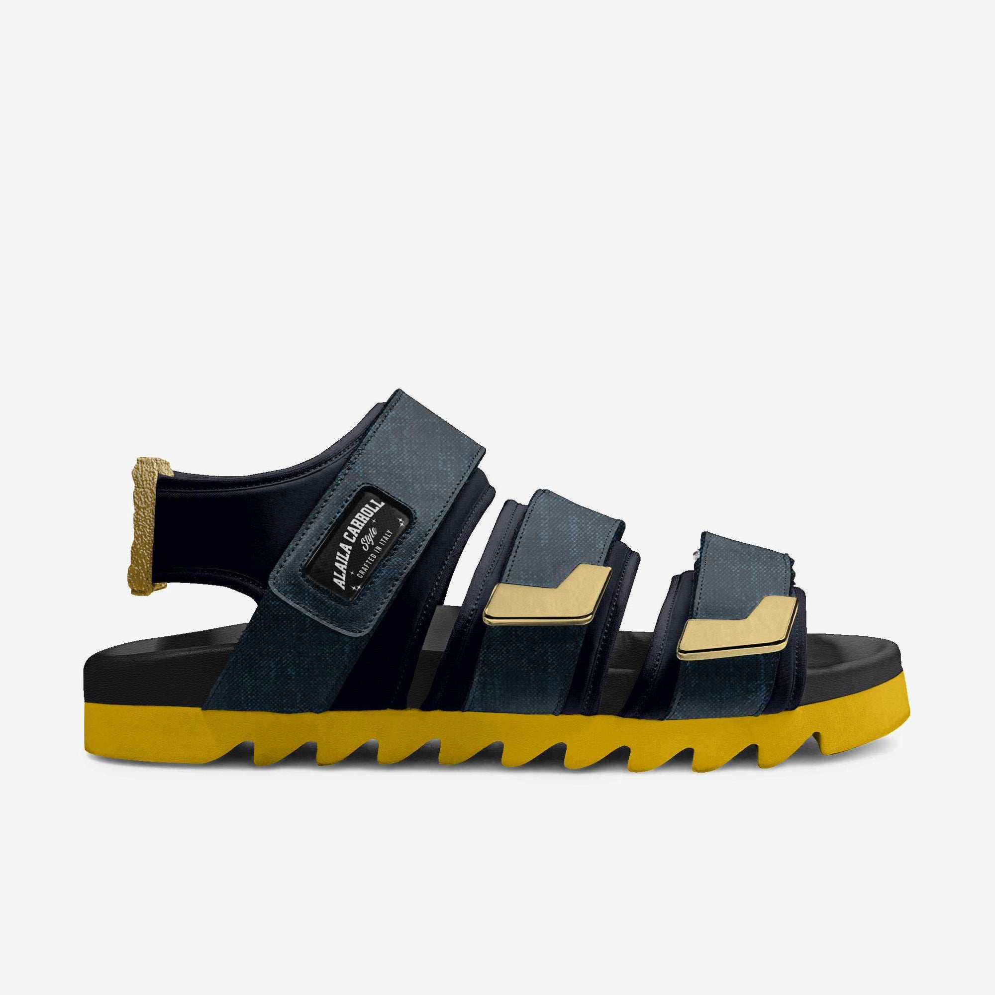 TRIPLE STRIPES LUXURY SANDAL Navy, Gold, & Yellow