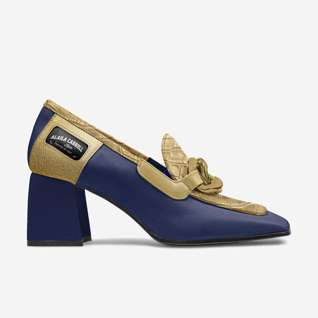Retro Luxe Heel Navy & Gold