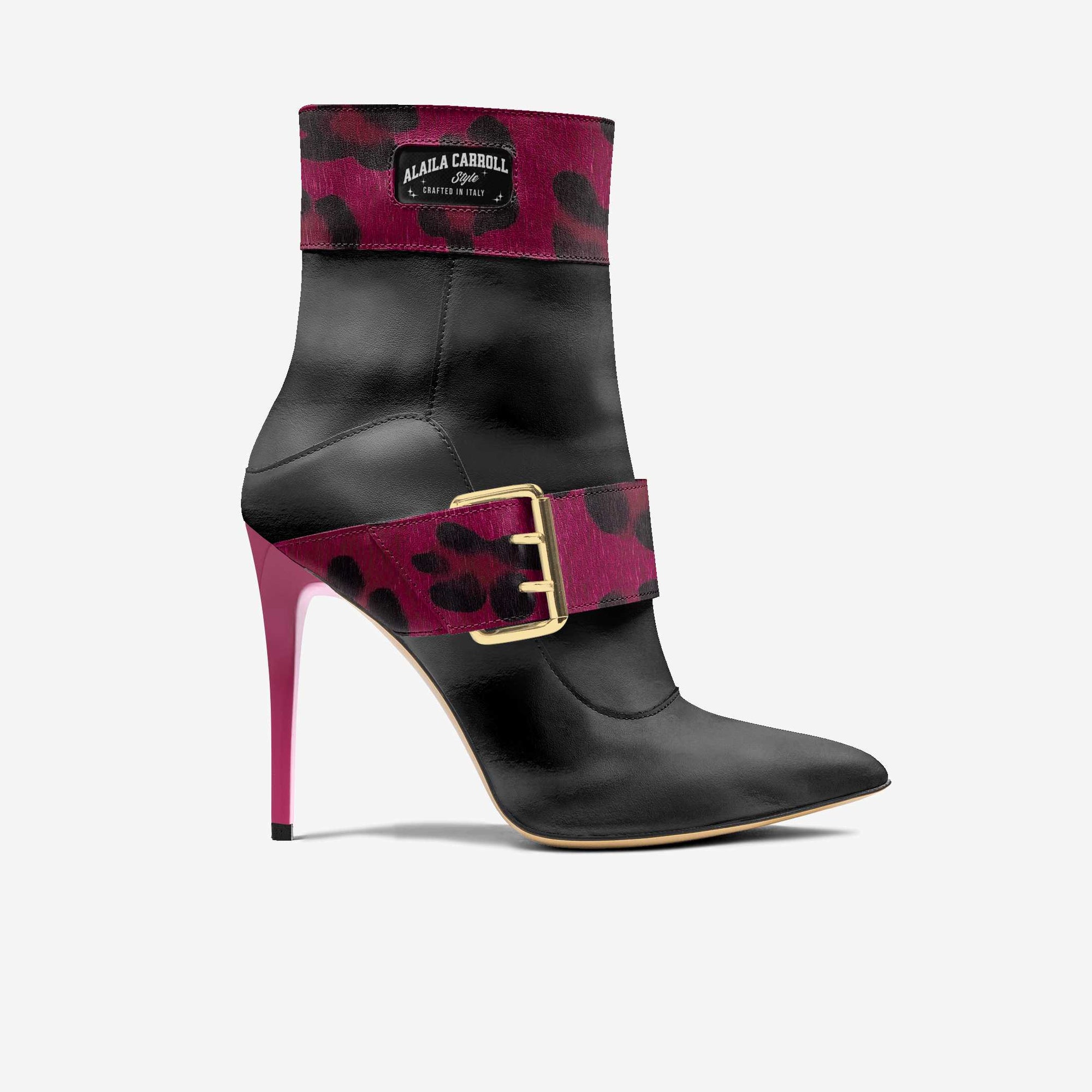 HIGH-HEEL BELT BOOT Black & Purple