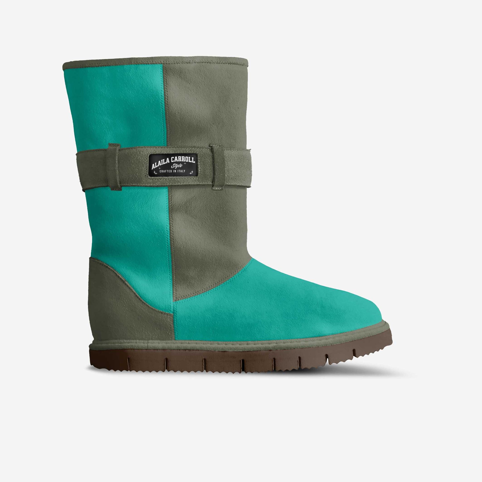 Belted Mid-Boot Sky Blue & Grey