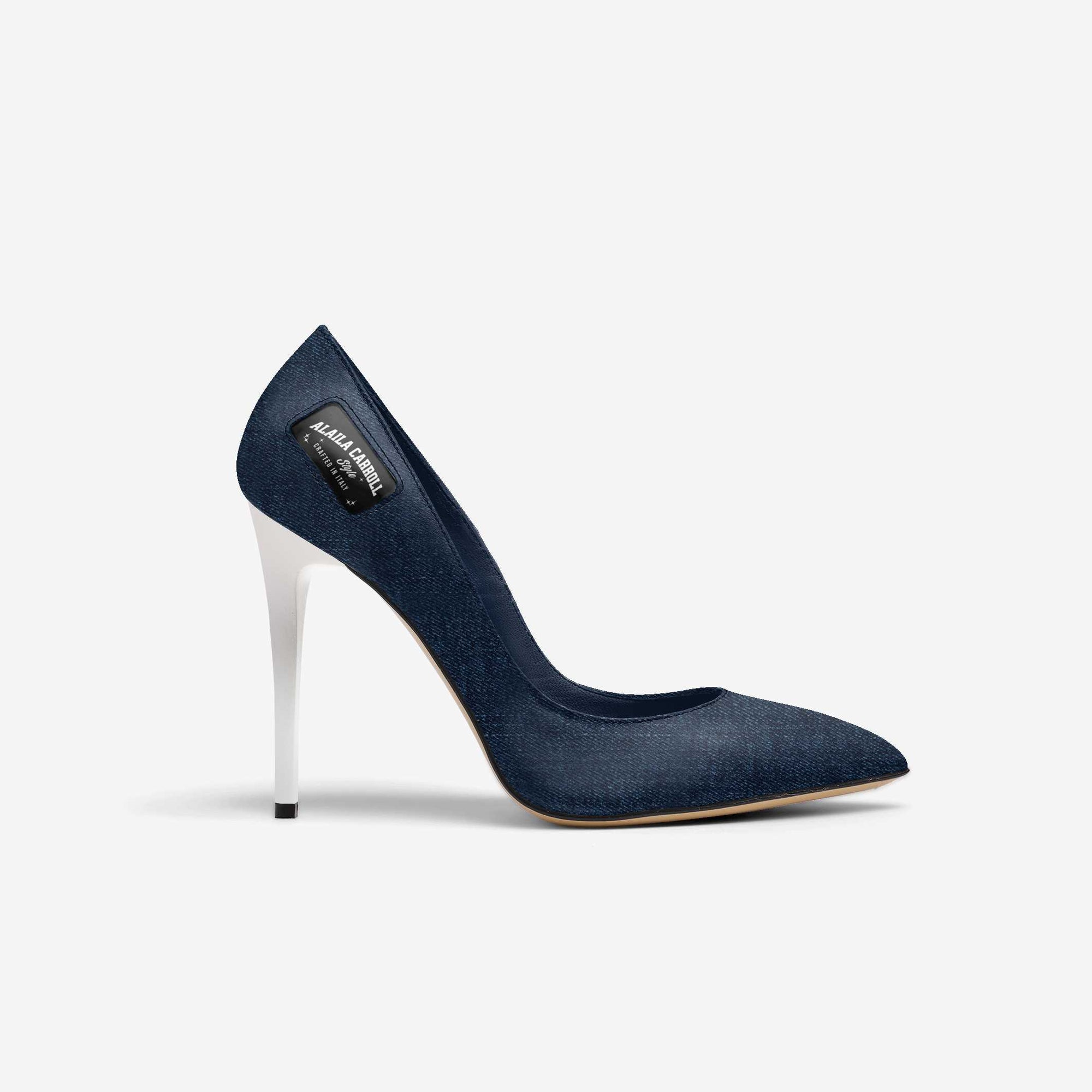 Full Cut High Heel Denim & White
