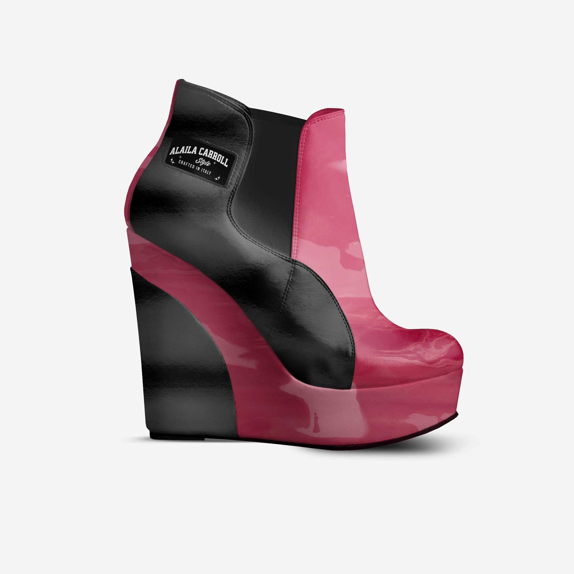 Wedge Ankle Boot Pink & Black