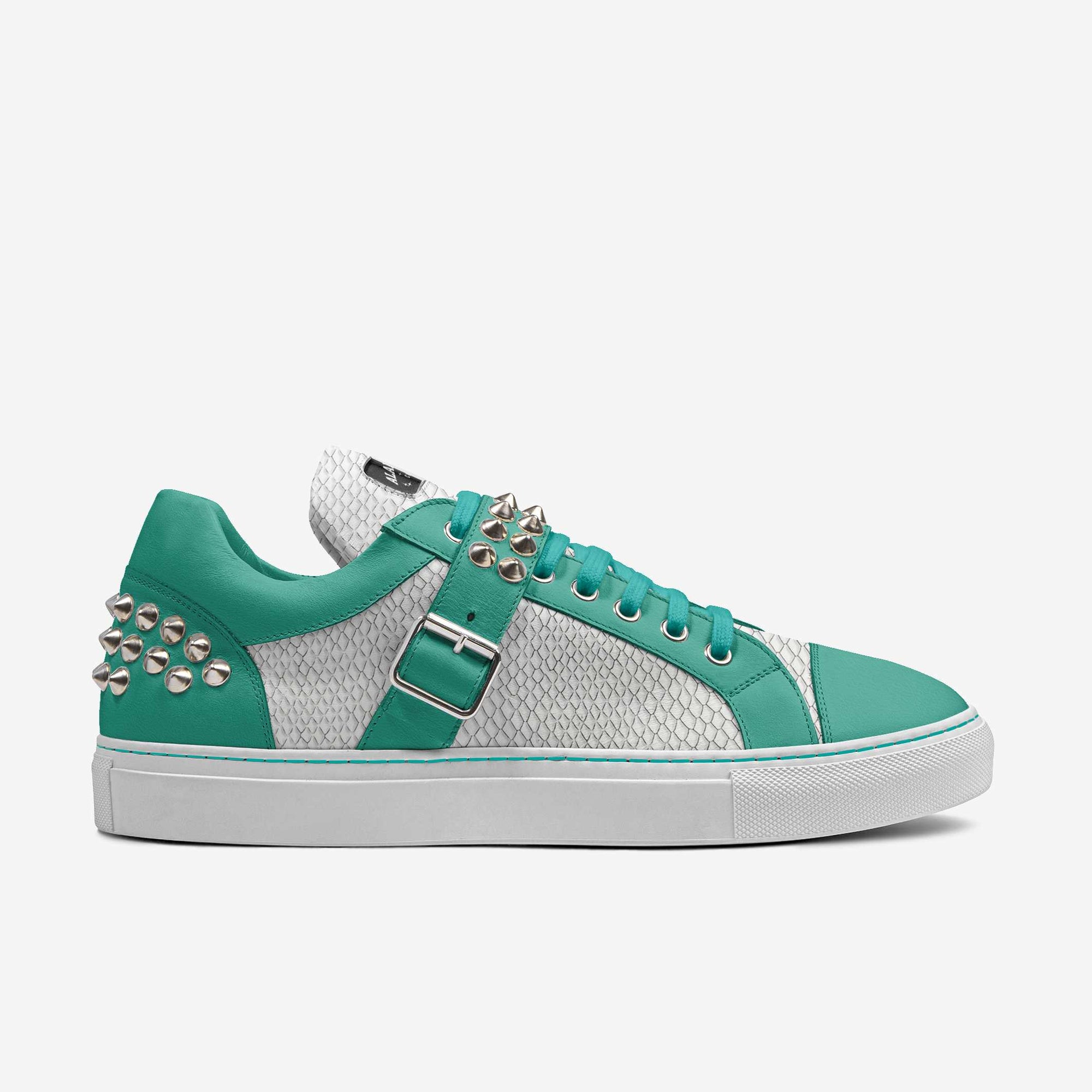 SPIKE FASHION LOW TOP Aquatic, White Python, & Sliver