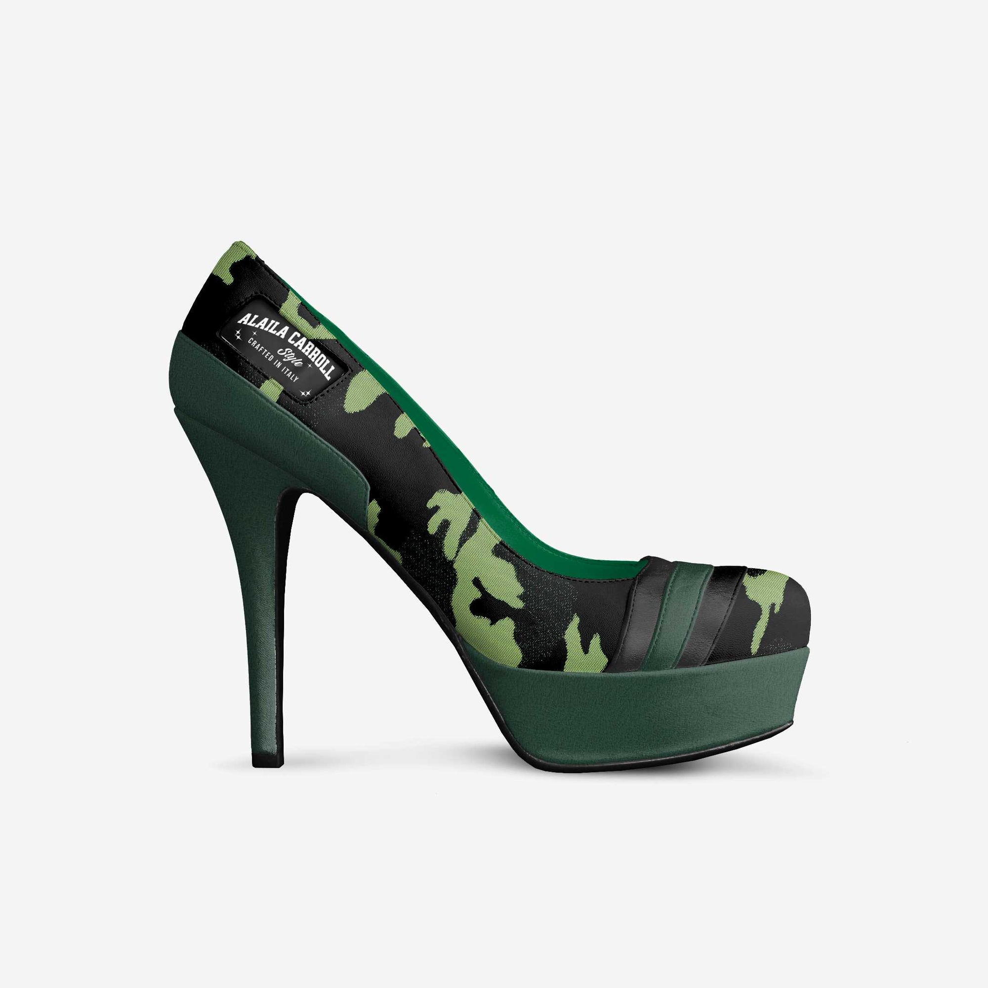 Striped Platform Pump Camo, Green, & Black