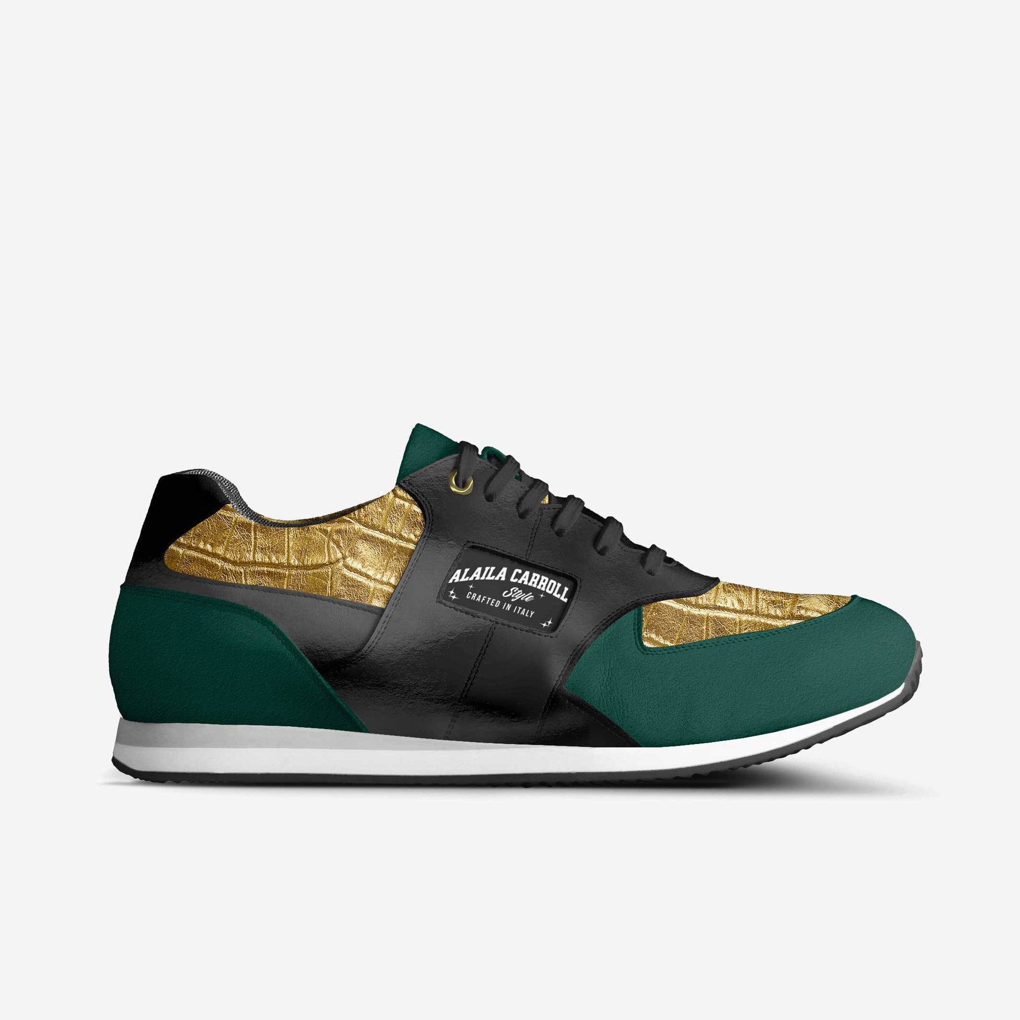 Sporty Running Trainer Green, Gold, & Black