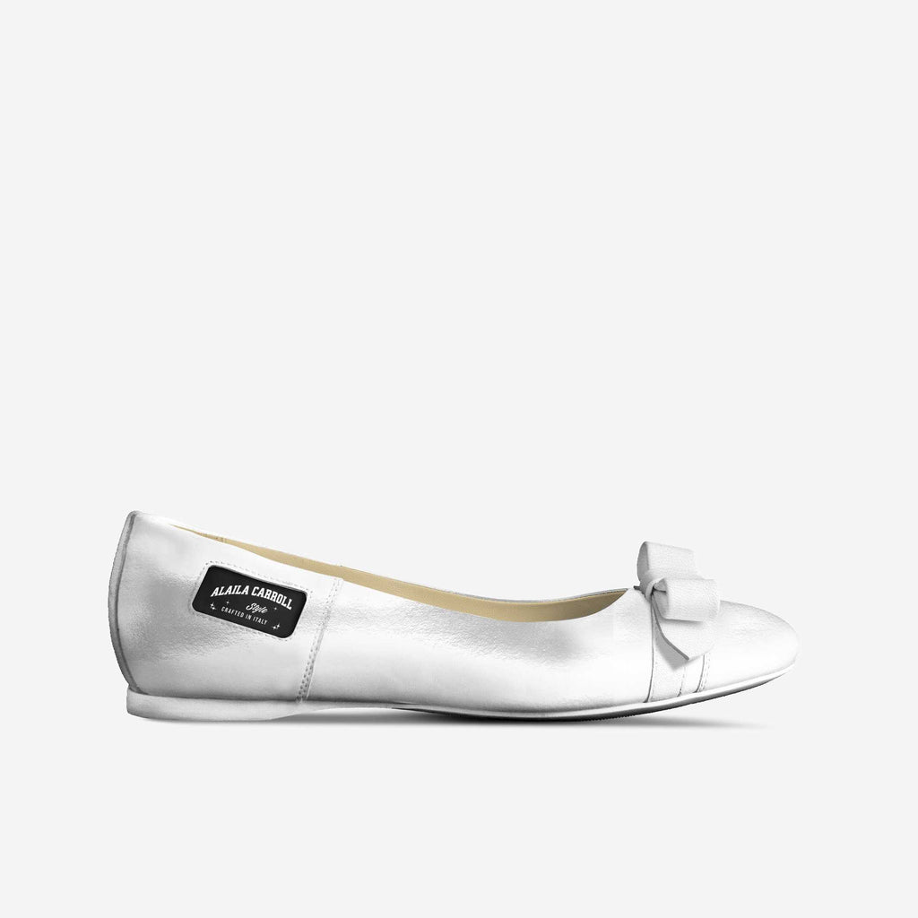 Bow Ballerina Flats, White – Elegant Italian Women’s Flats | Alaila Carroll Style