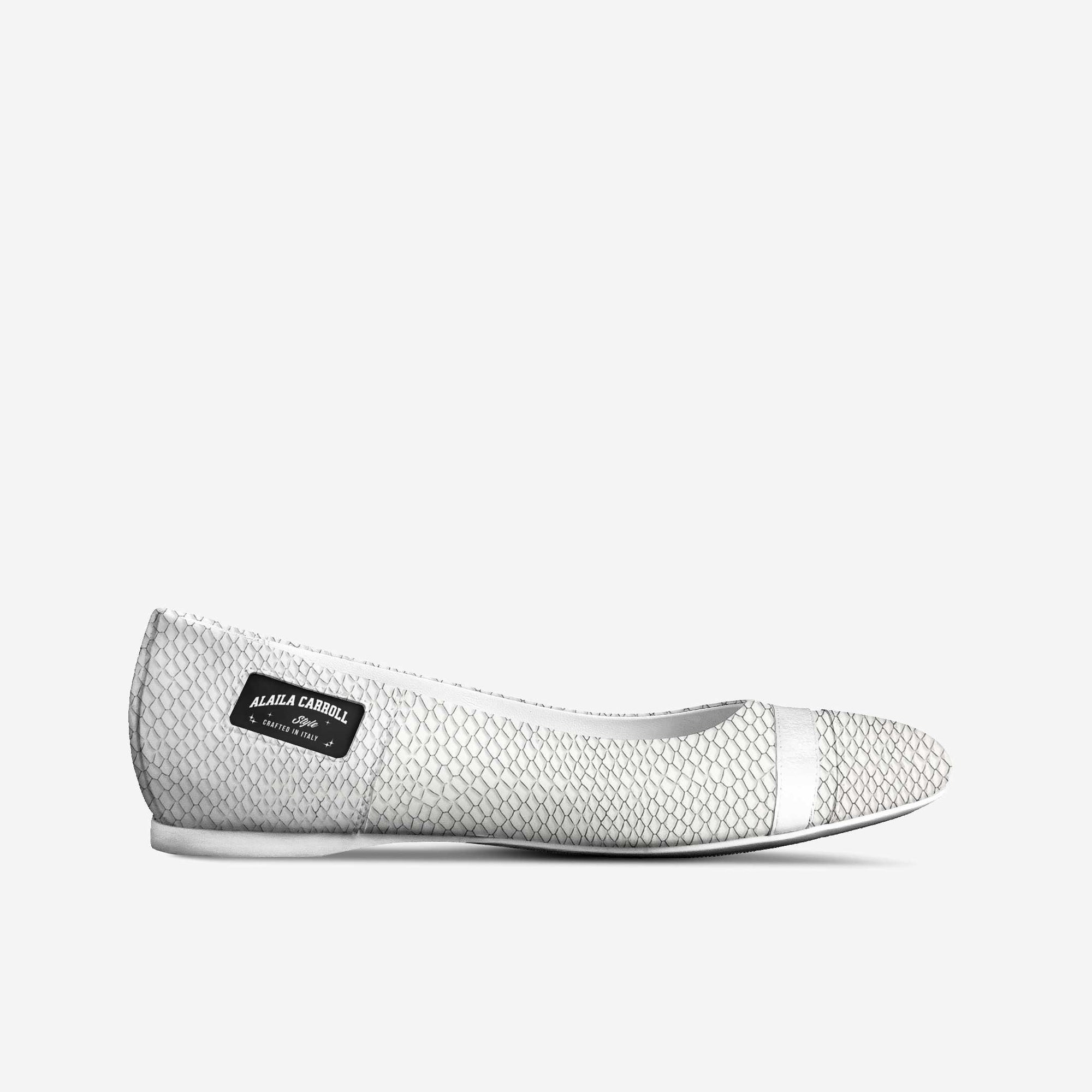 Minimal Ballerina Flat White Python – Elegant Italian Women’s Flats | Alaila Carroll Style