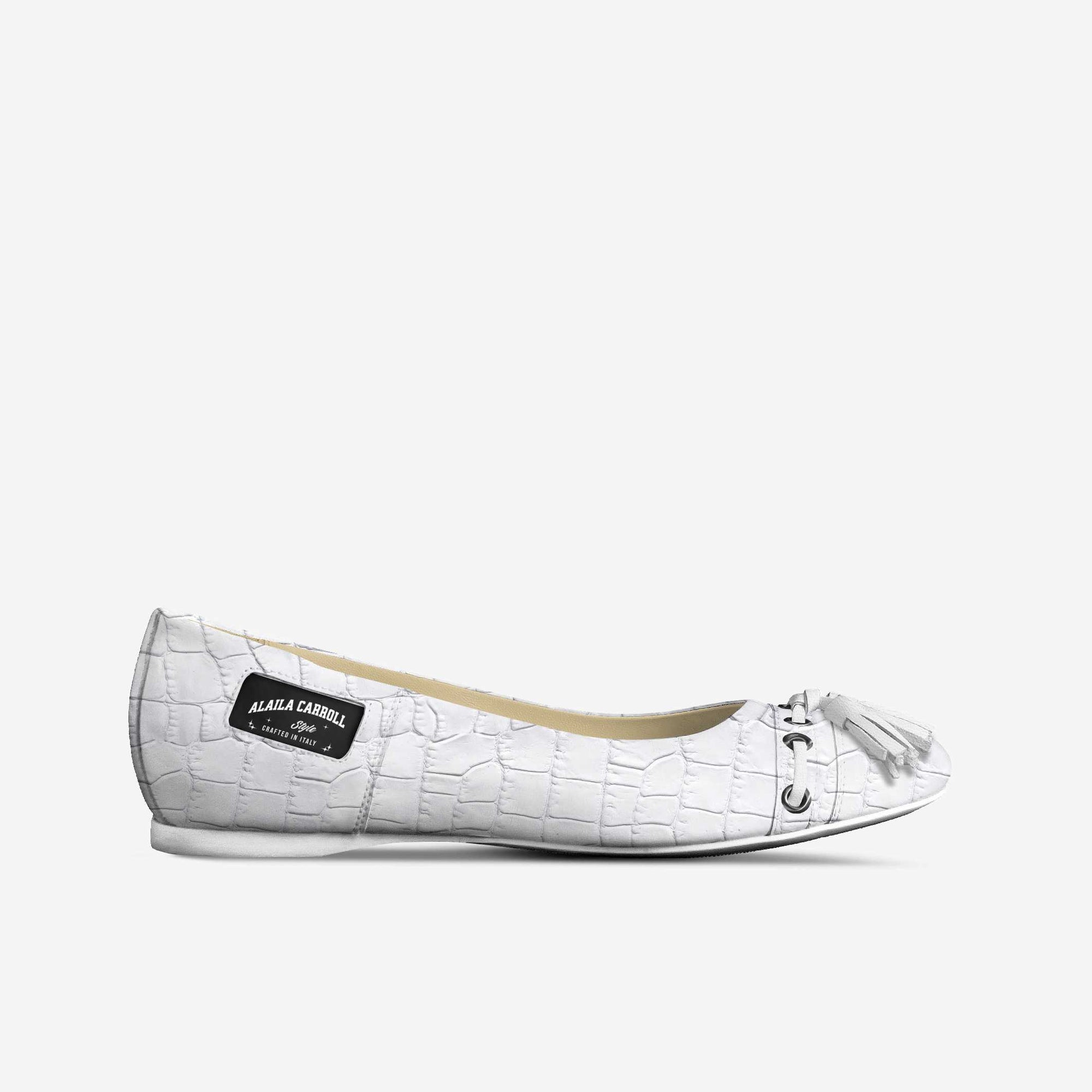 Tassels Ballerina Flats, White Croc – Elegant Italian Women’s Flats | Alaila Carroll Style