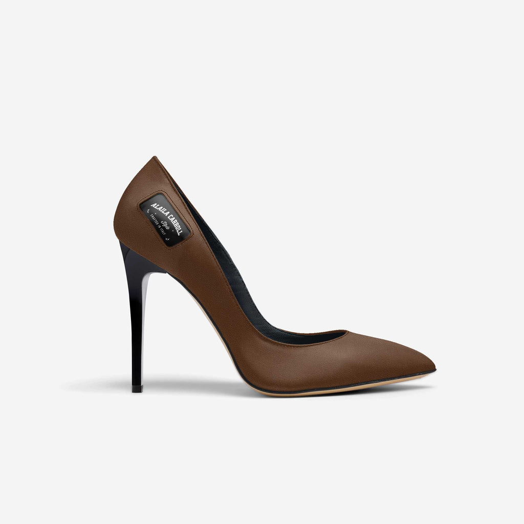 Full Cut High Heel Saddle Brown | Italian Designer Pumps for Women | Alaila Carroll Style