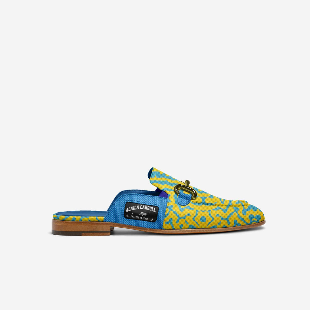 Rich Slipper Design – Yellow & Blue Textile