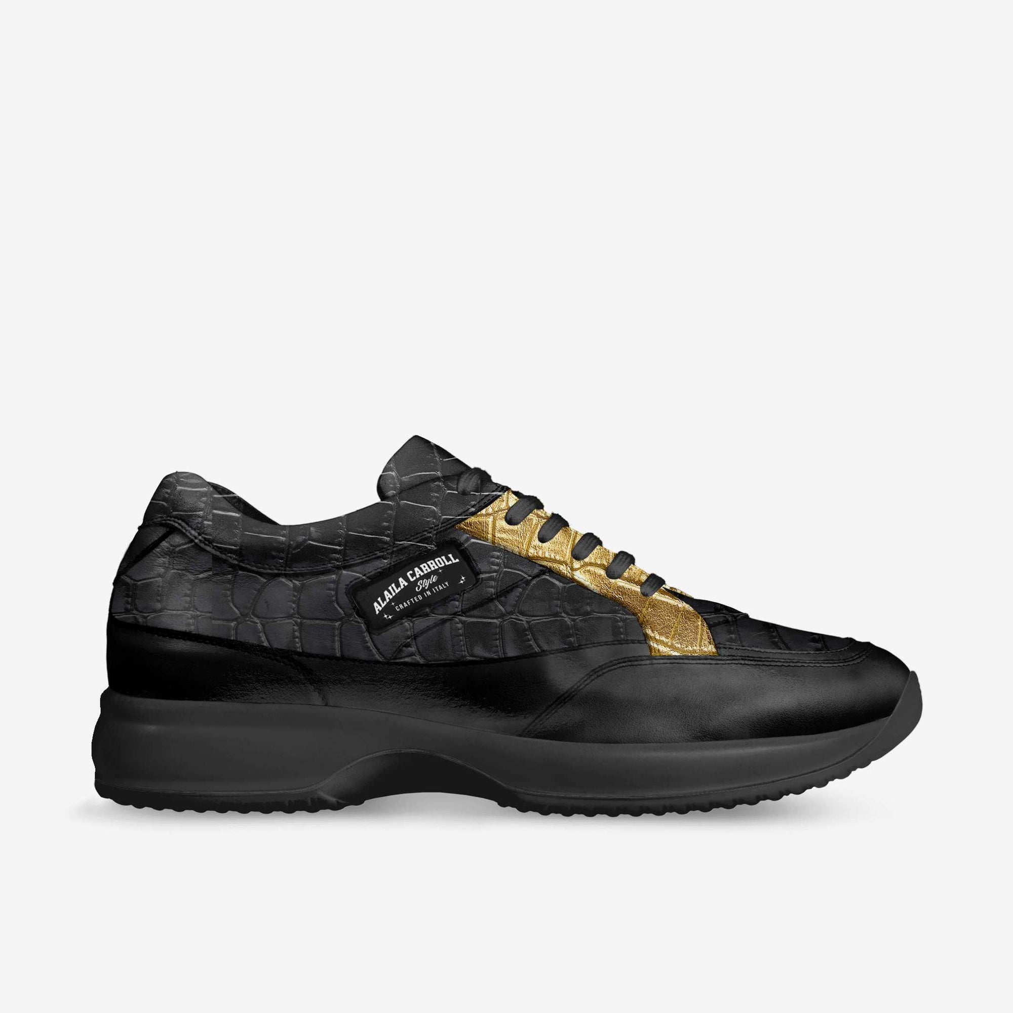 Fashion Walking Sneaker Black & Gold