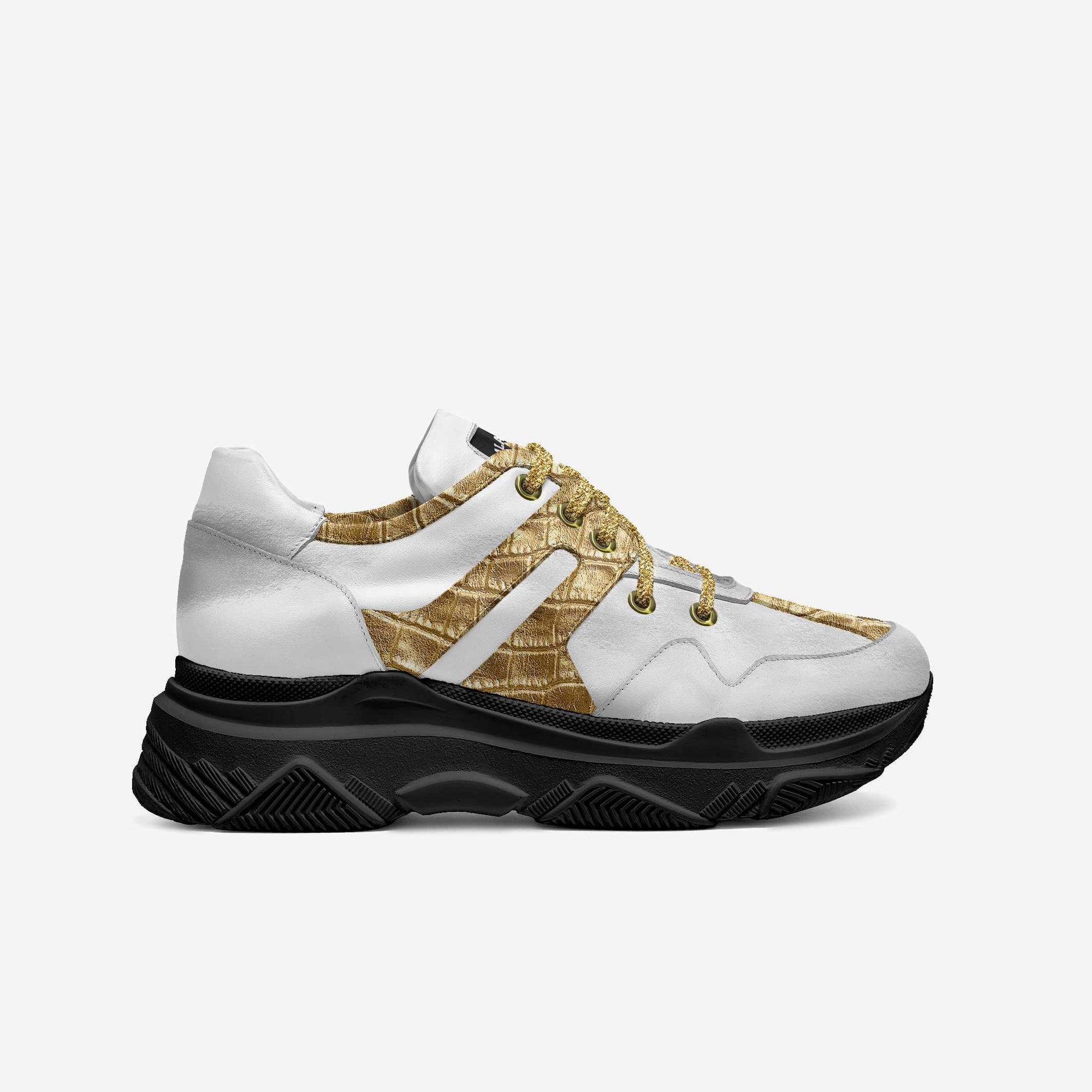 Sporty Low Top White, Gold, & Black
