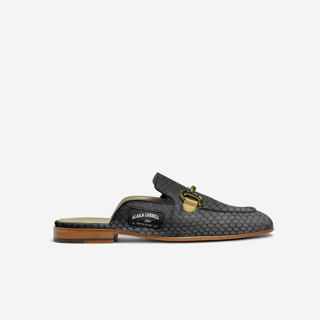 Rich Slipper Design – Black Python with Gold