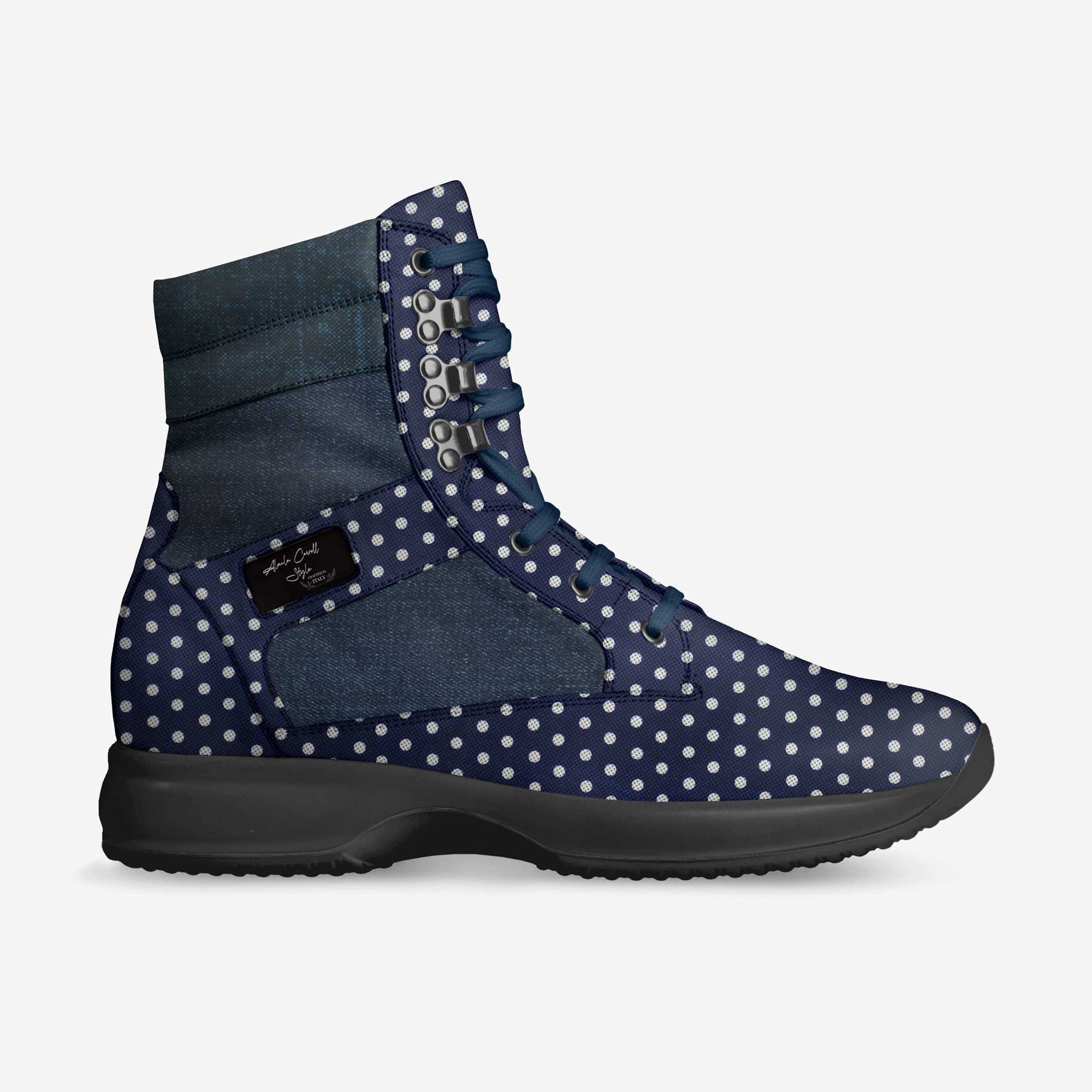 Hi Top Walking Sneaker Navy Denim Polka-Dots