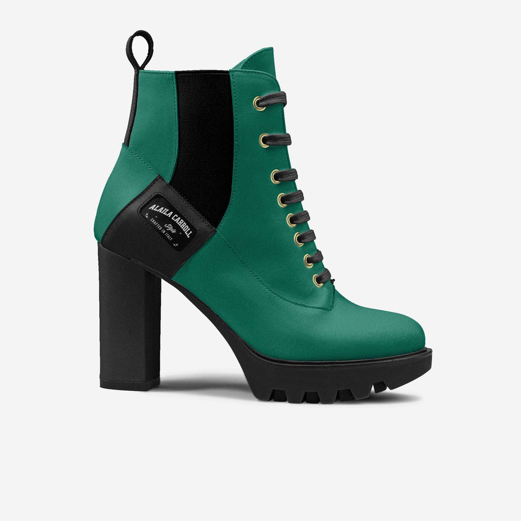 LACED DESIGNER BOOT – Emerald Suede & Black