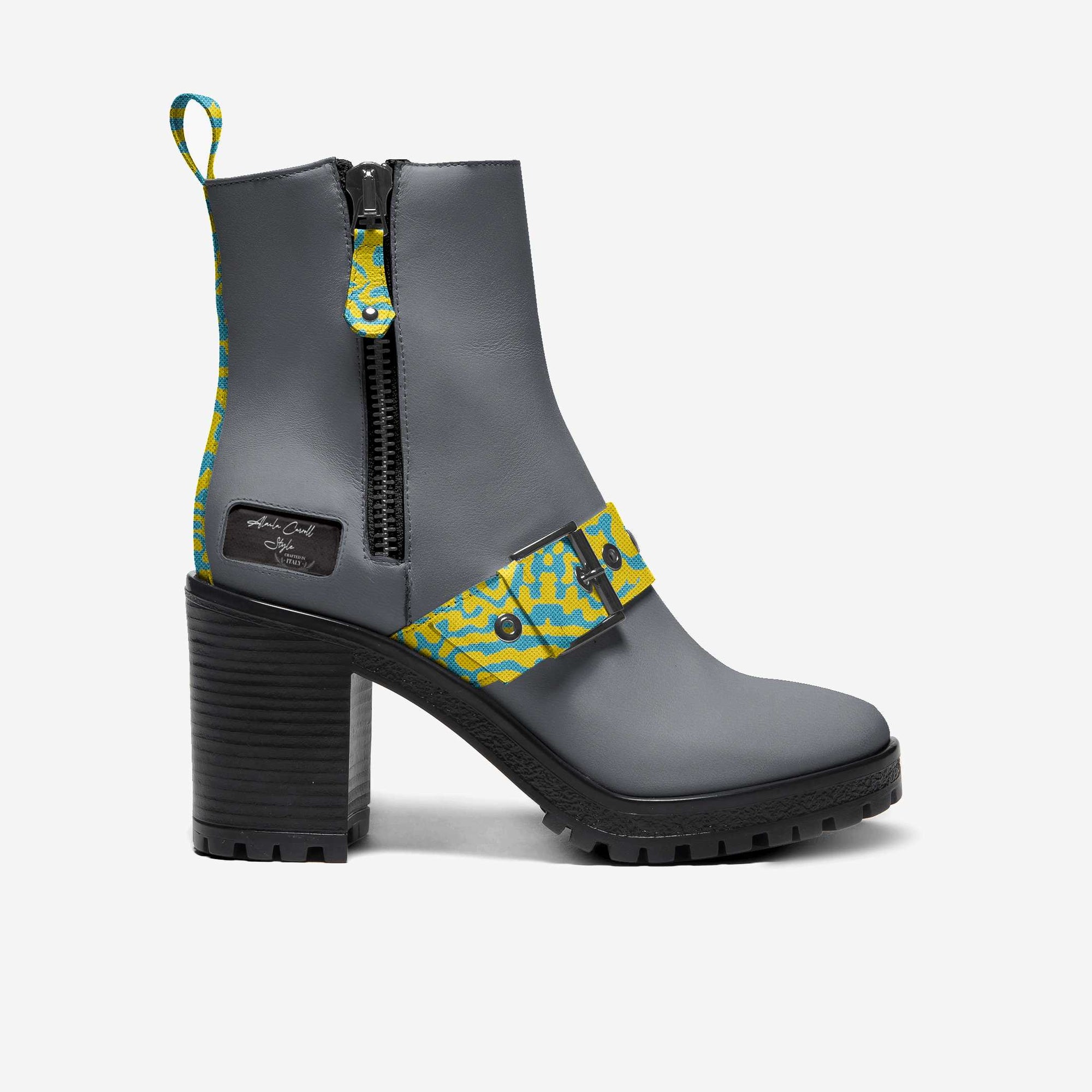 Zip Sporty Boot Grey, Yellow, & Light Blue
