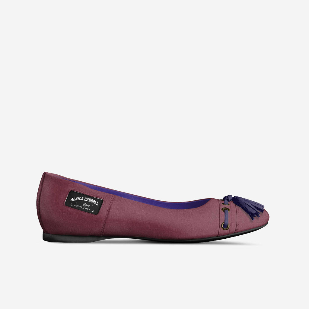 Tassels Ballerina Flat Burgundy & Deep Blue – Elegant Italian Women’s Flats | Alaila Carroll Style