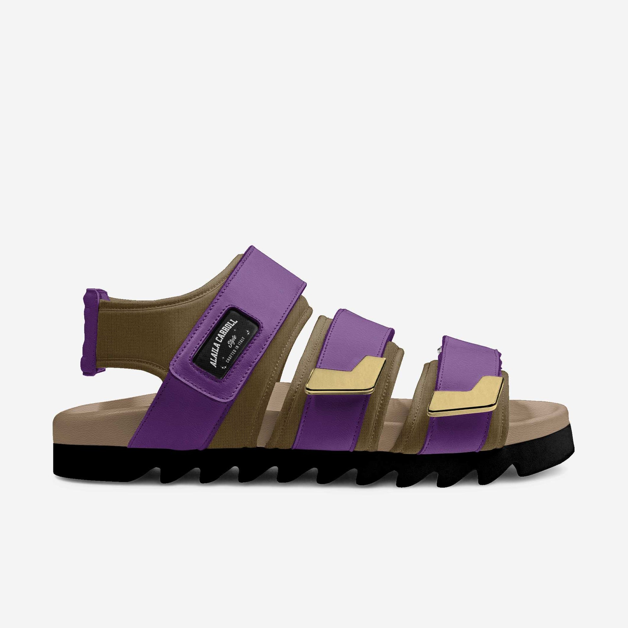 TRIPLE STRIPES LUXURY SANDAL – Mud Lycra & Mauve Leather