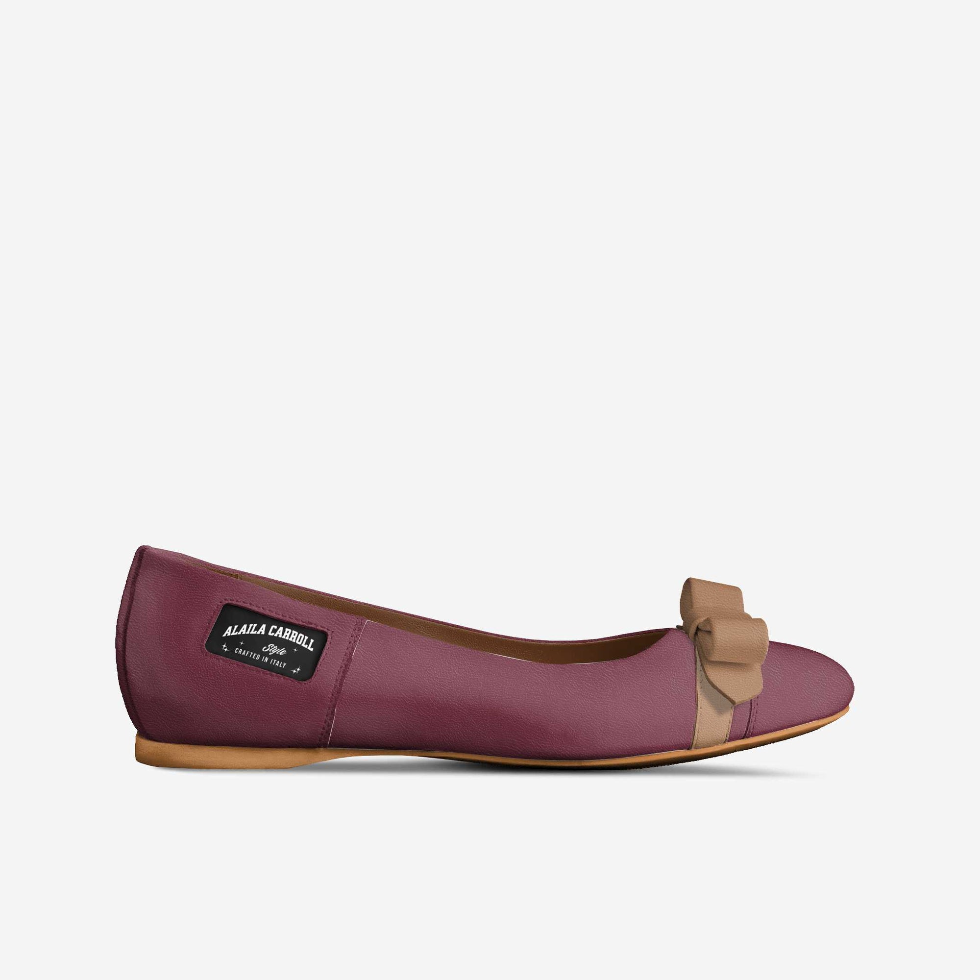 Bow Ballerina Flat Burgundy & Cognac – Elegant Italian Women’s Flats | Alaila Carroll Style