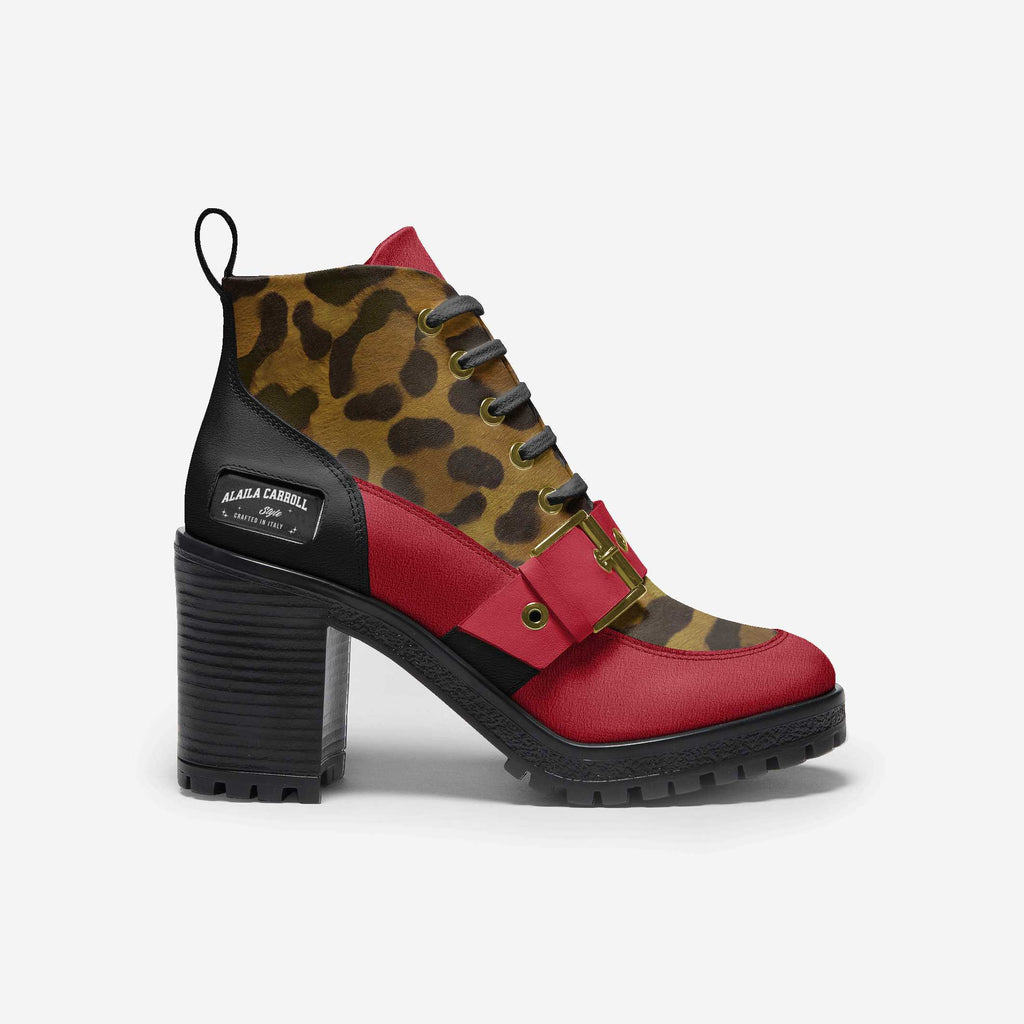 Laced Sporty Boot Jaguar, Red Suede & Black – Bold Luxury with a Wild Side