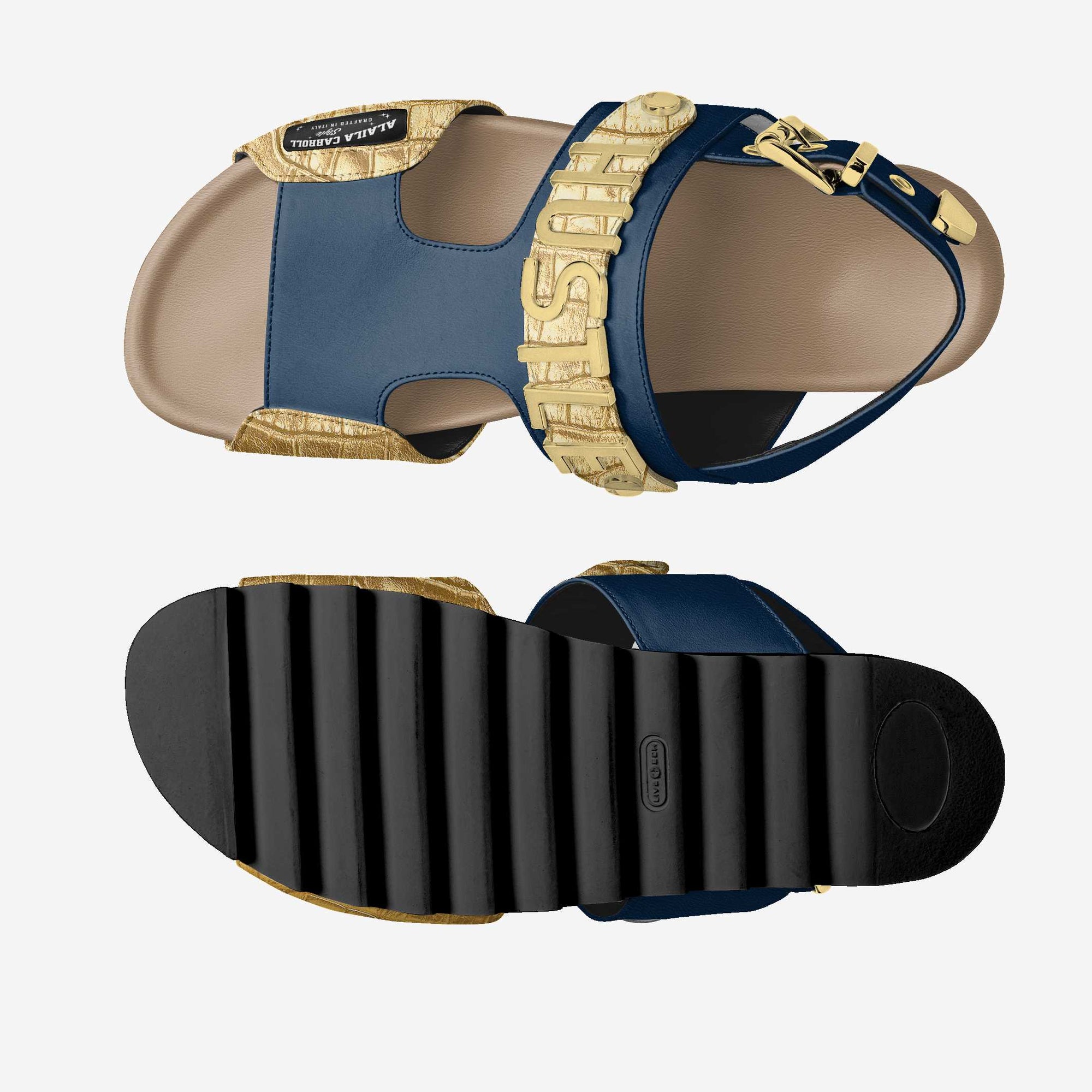 Luxe Metal Hustle Sandal Navy & Gold