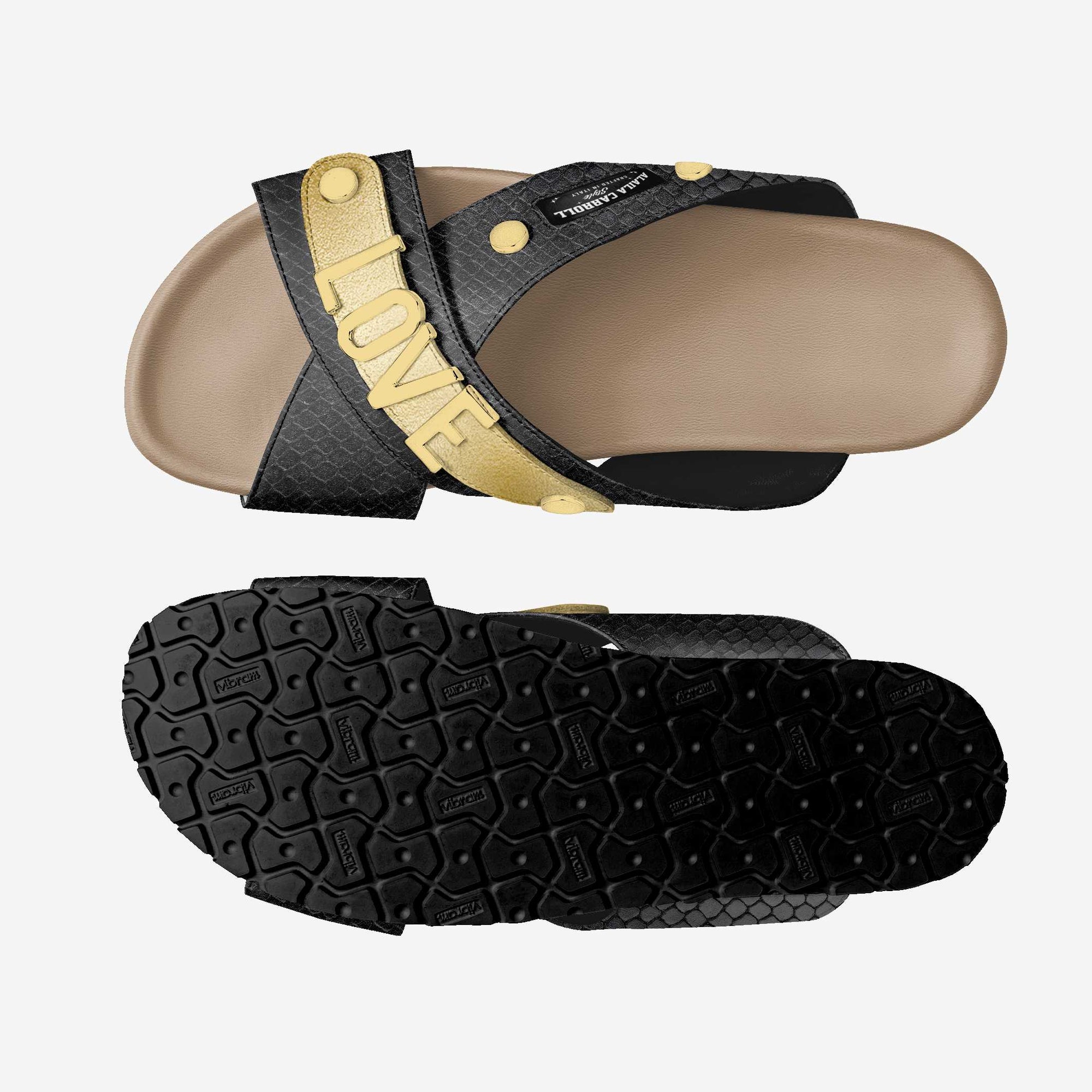 Luxe Cross Love Sandal Black & Gold