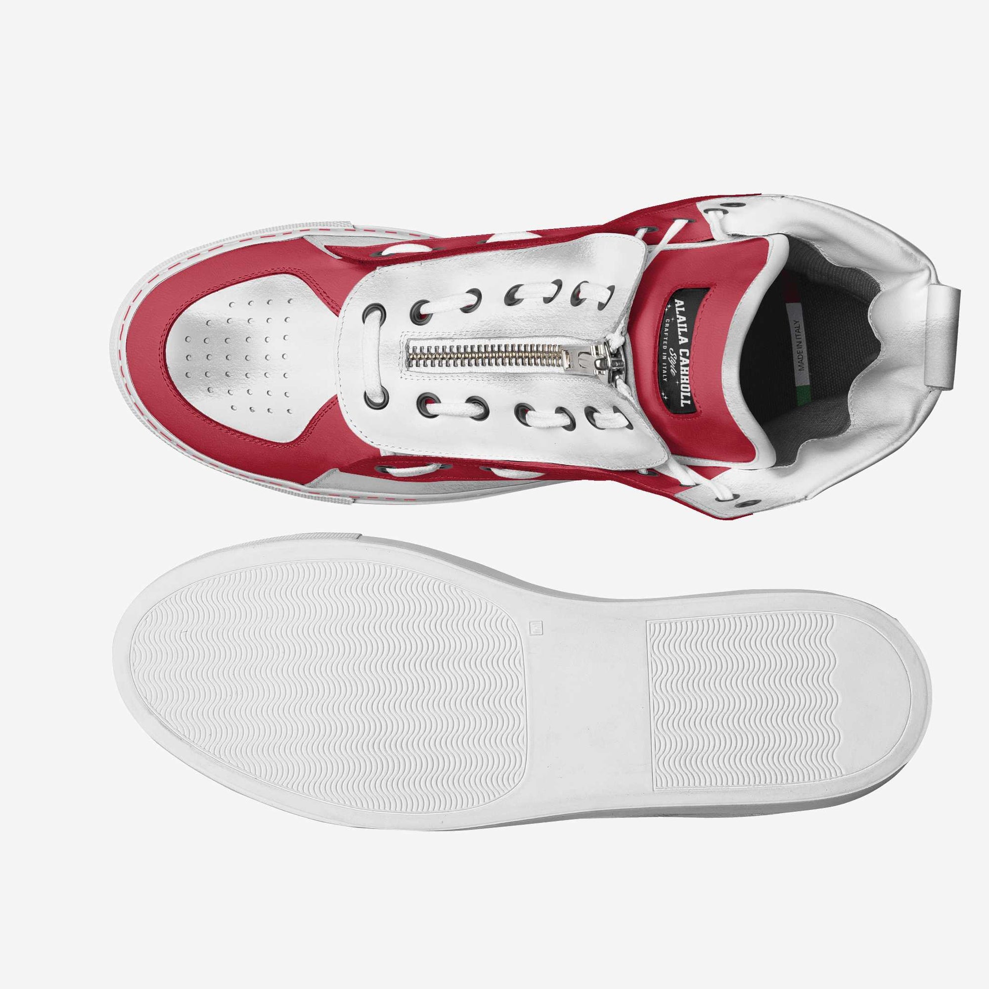 Designer Zipper High-Top Red & White
