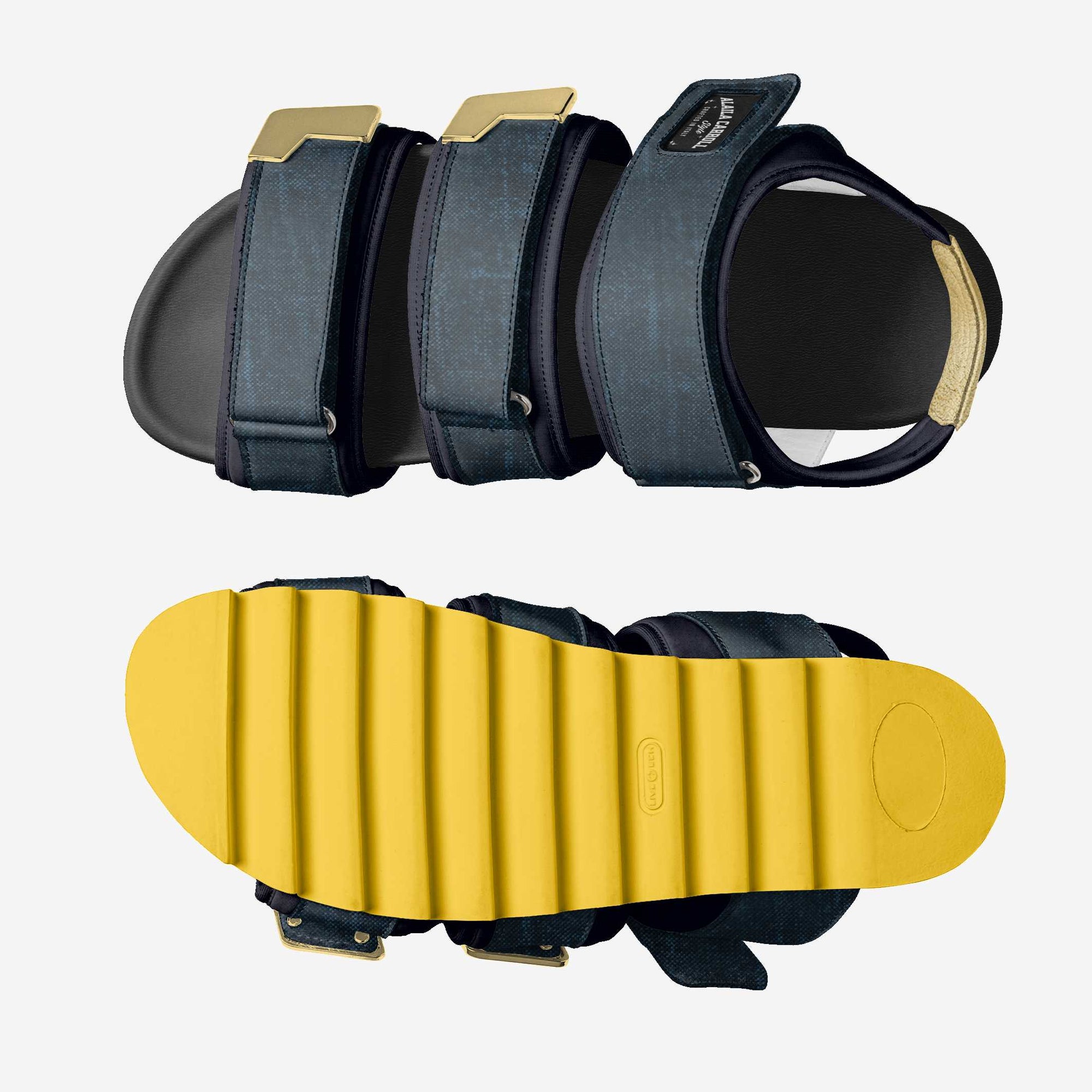 TRIPLE STRIPES LUXURY SANDAL Navy, Gold, & Yellow