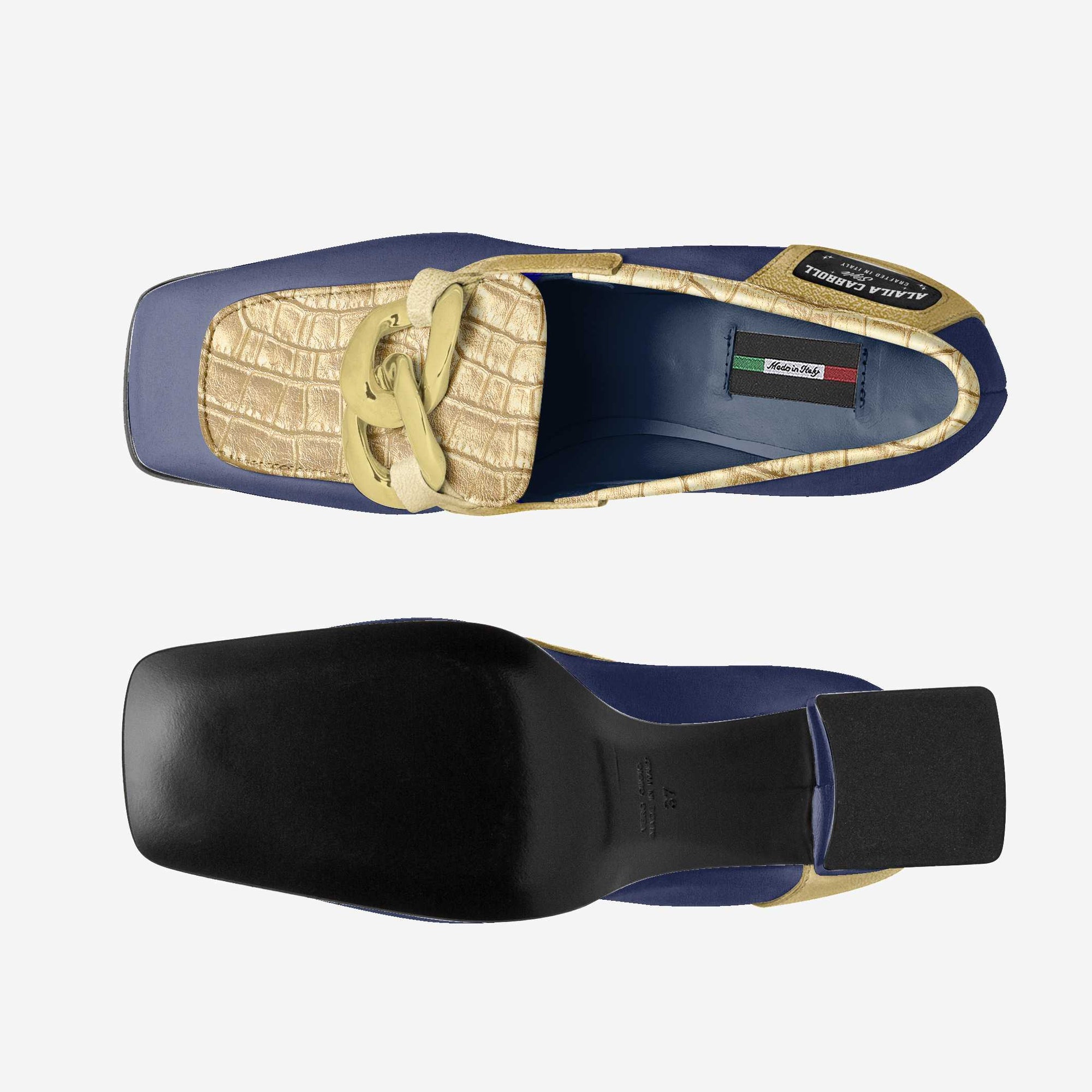 Retro Luxe Heel Navy & Gold
