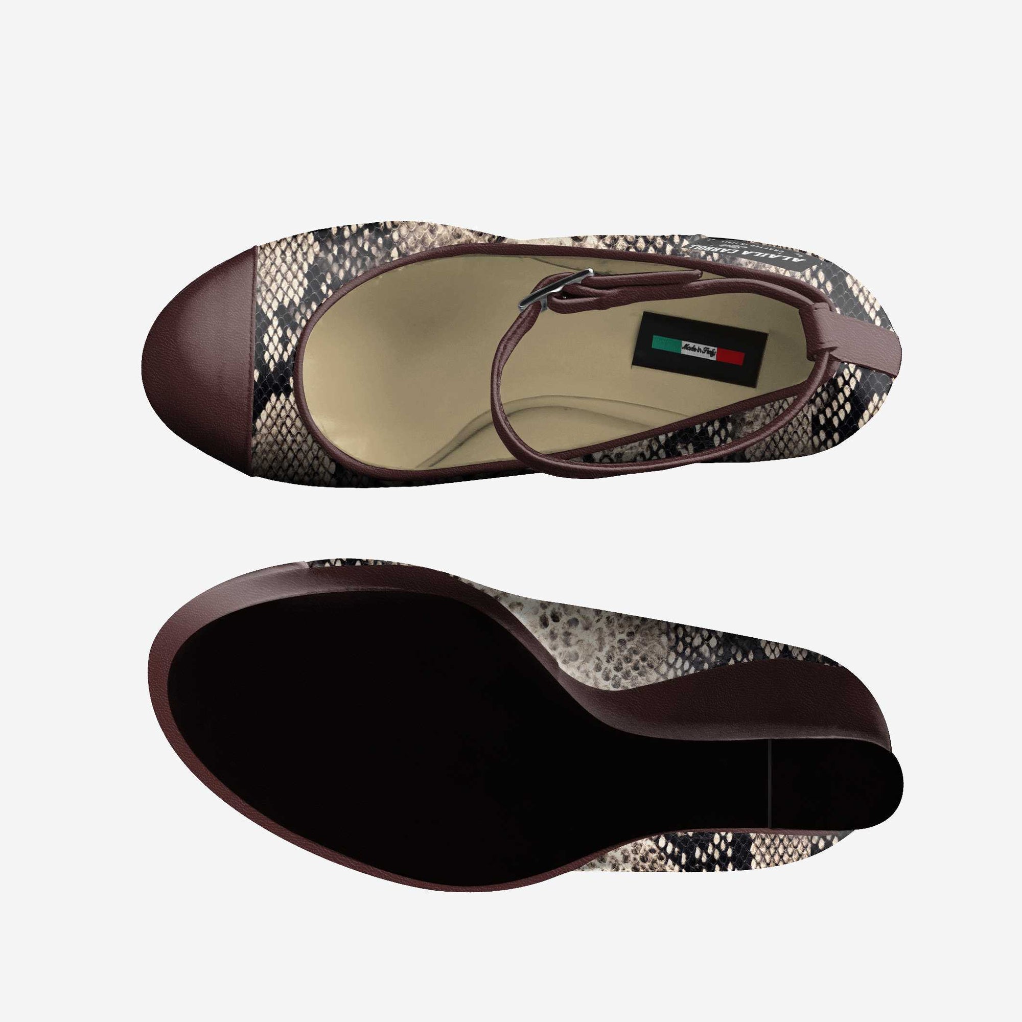 Ankle Strap Wedge Python & Dark Brown