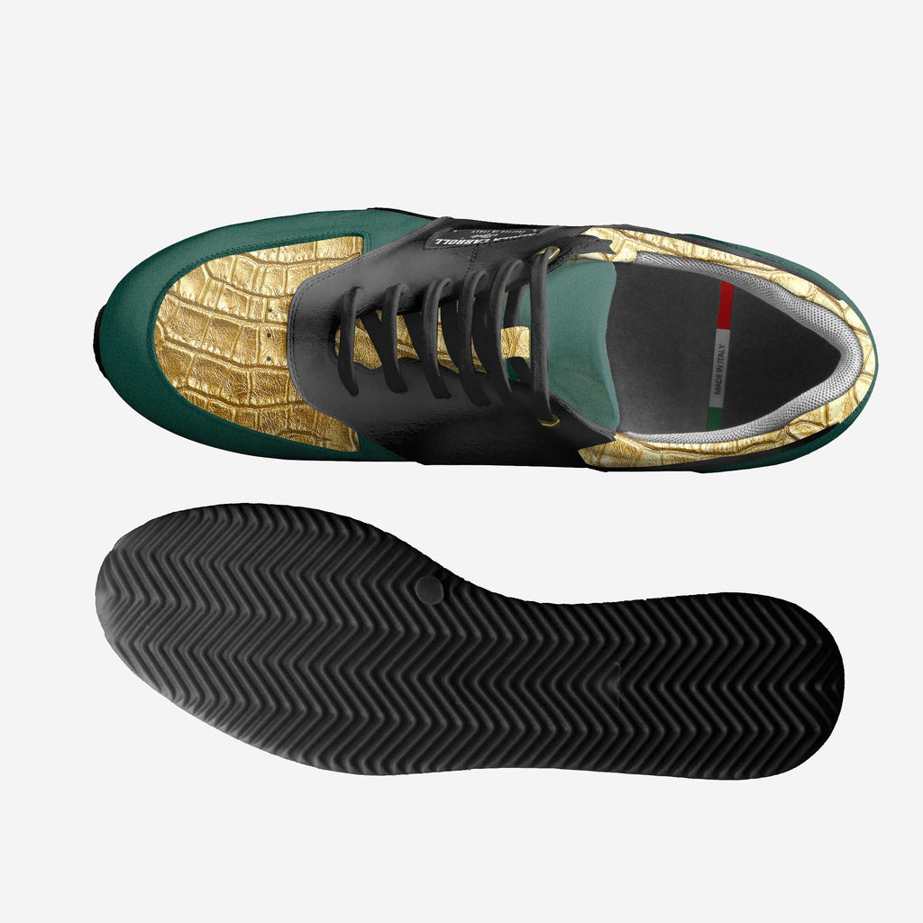Sporty Running Trainer Green, Gold, & Black