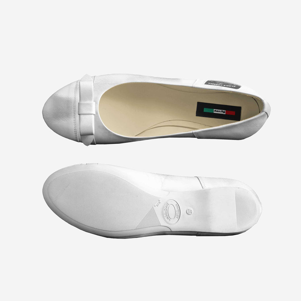 Bow Ballerina Flats, White – Elegant Italian Women’s Flats | Alaila Carroll Style