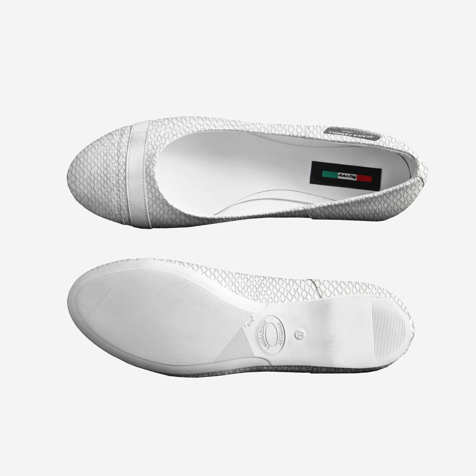 Minimal Ballerina Flat White Python – Elegant Italian Women’s Flats | Alaila Carroll Style