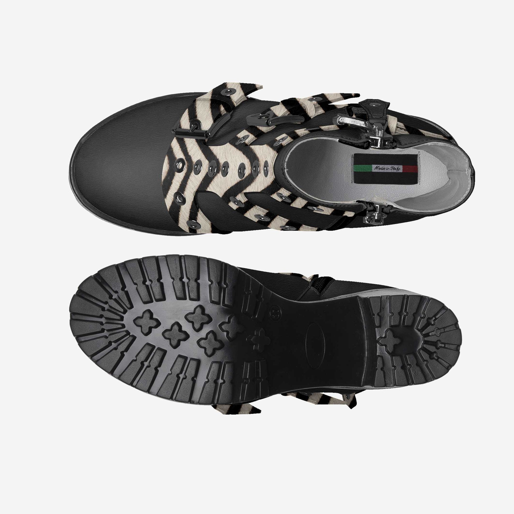 Triple Straps Boot Black & Zebra