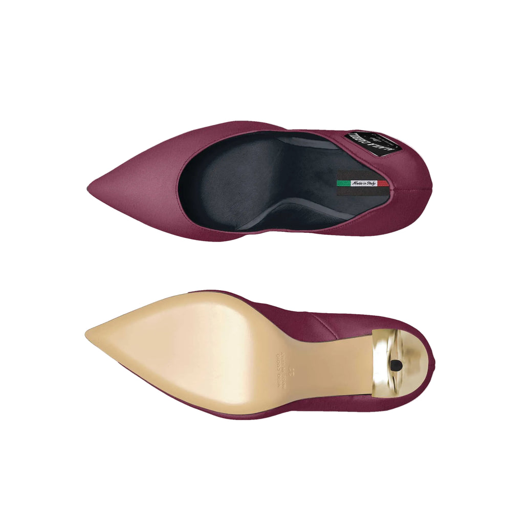 Full Cut High Heel Purple & Red Suede with Gold Heel – Bold Italian Elegance