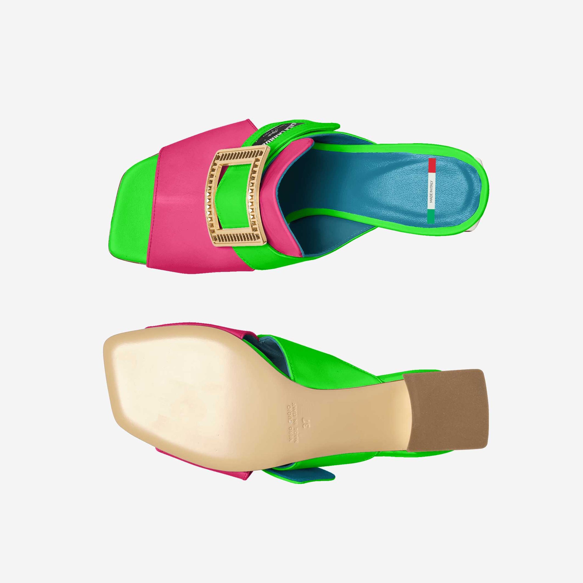 Rich Luxe Sandal – Neon Pink, Neon Green & Turquoise