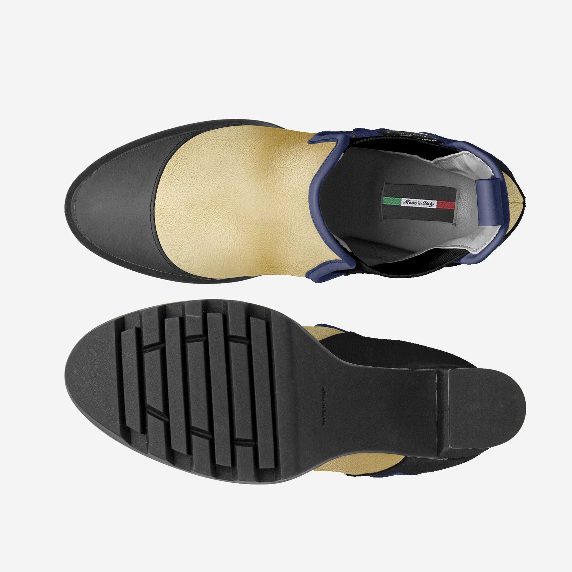 ELASTIC DESIGNER BOOT – Navy Blue Suede, Black Suede & Gold
