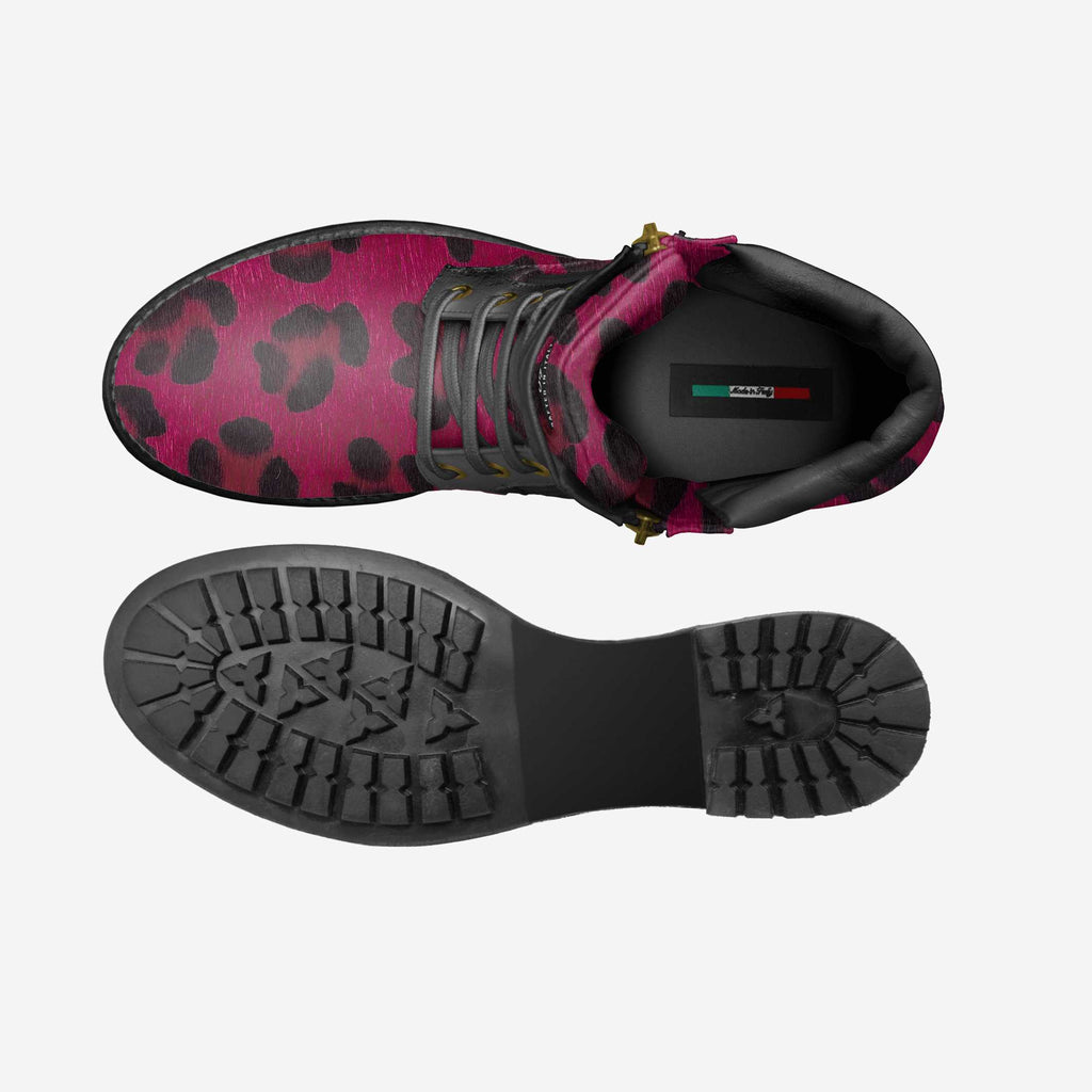 Zip Military Boot Purple Leopard Print