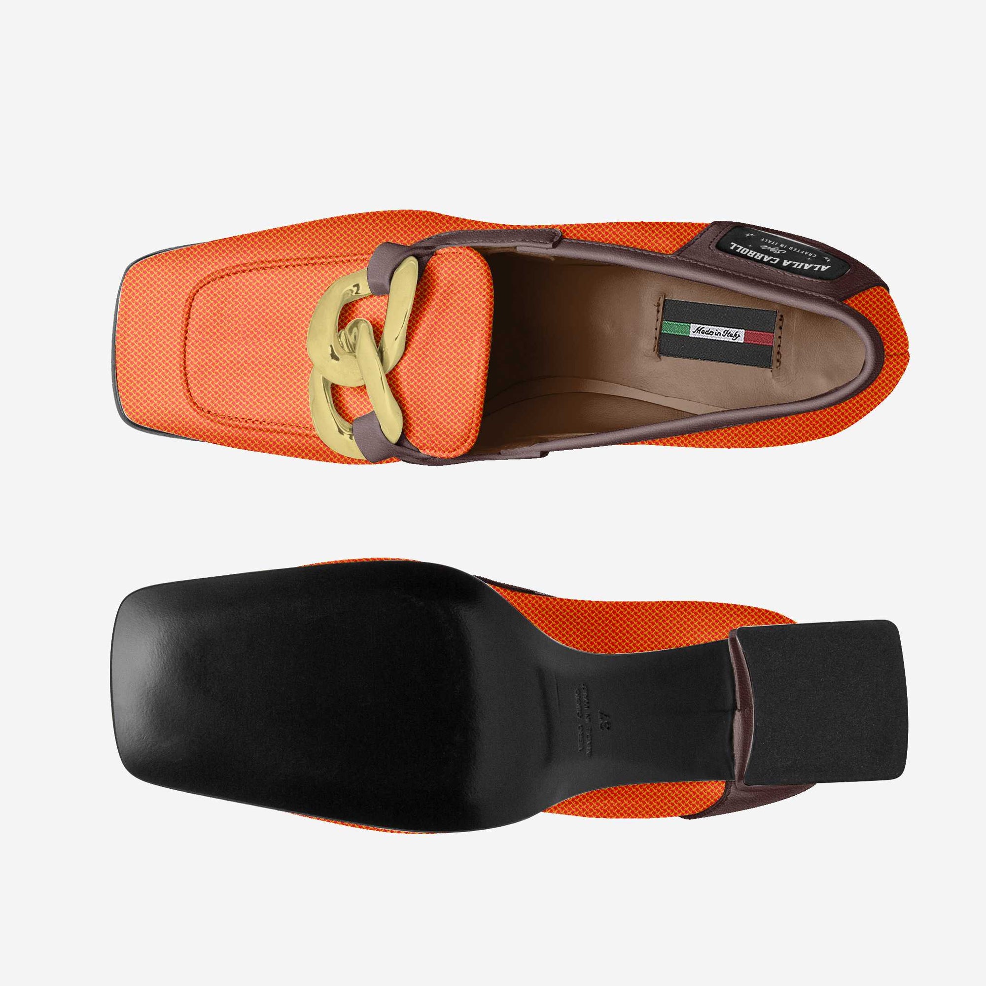 Retro Luxe Heel Orange & Brown