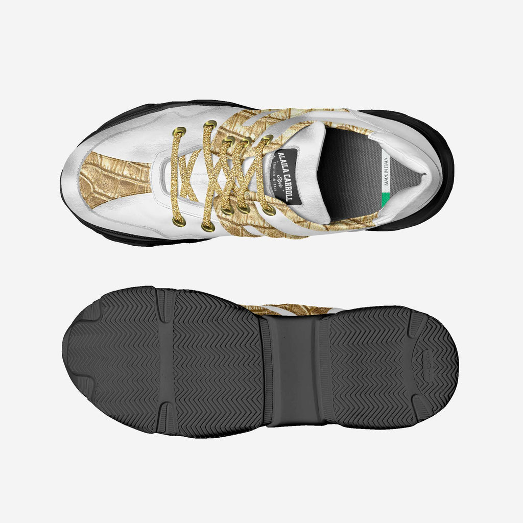 Sporty Low Top White, Gold, & Black