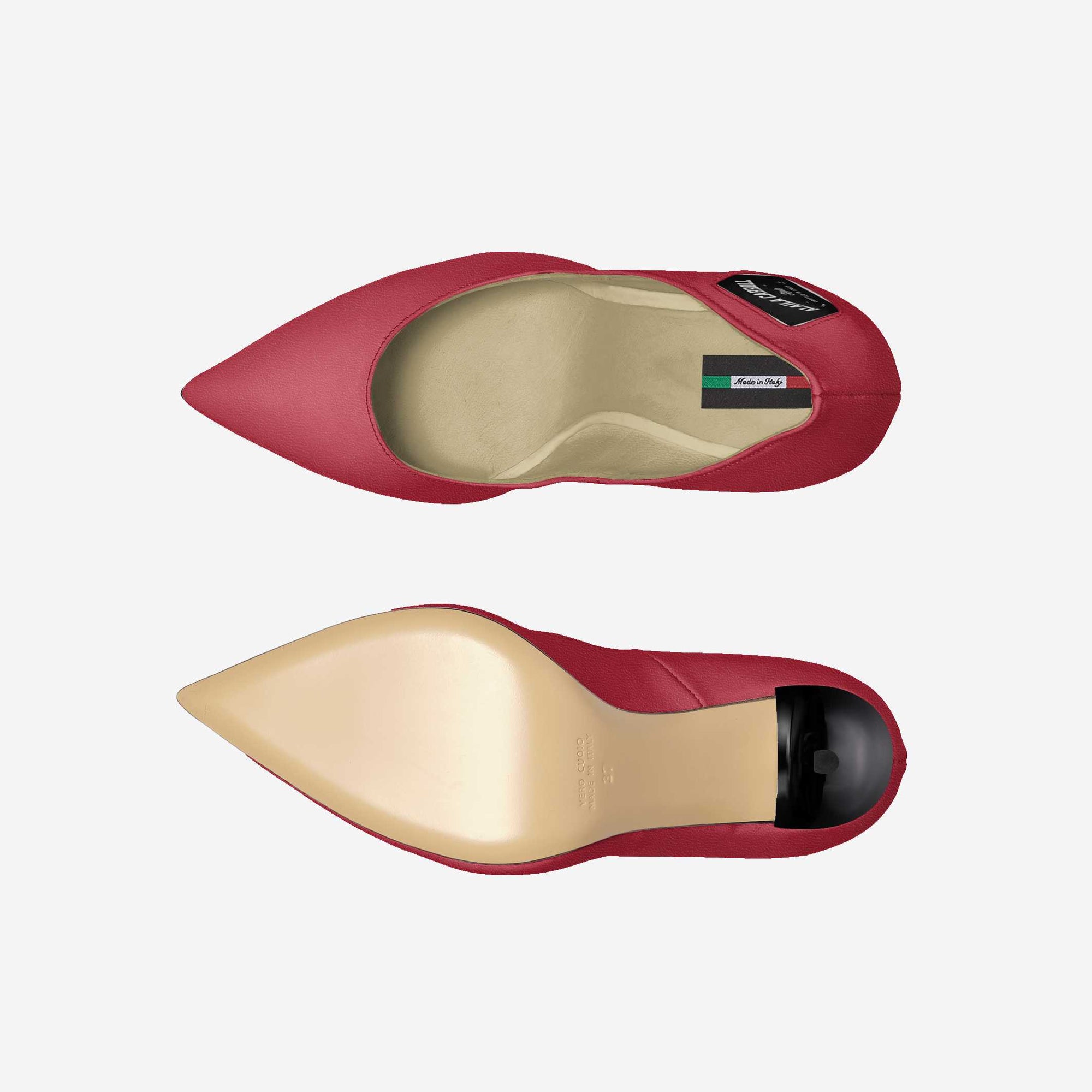 FULL CUT HIGH HEEL – Red with Black Heels