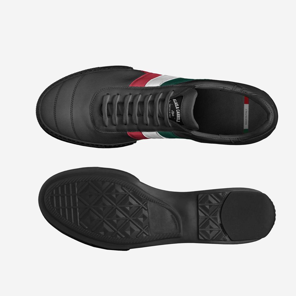 SOCCER STYLE STRIPE SNEAKER – Black, White, Red & Green