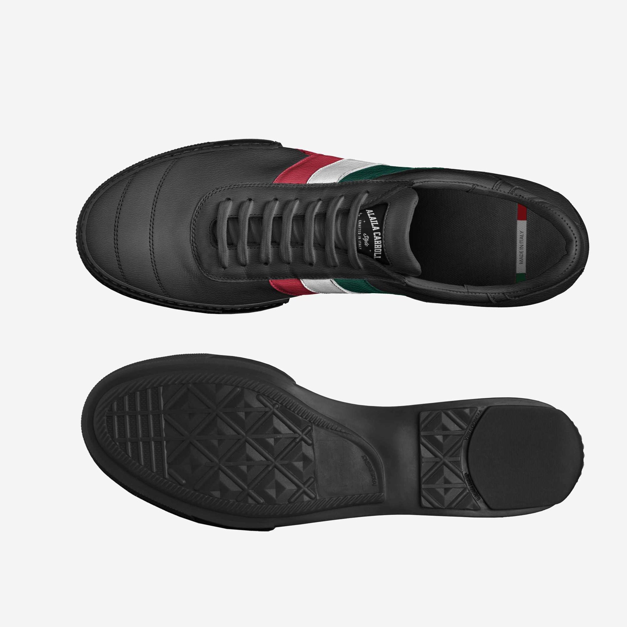 SOCCER STYLE STRIPE SNEAKER – Black, White, Red & Green