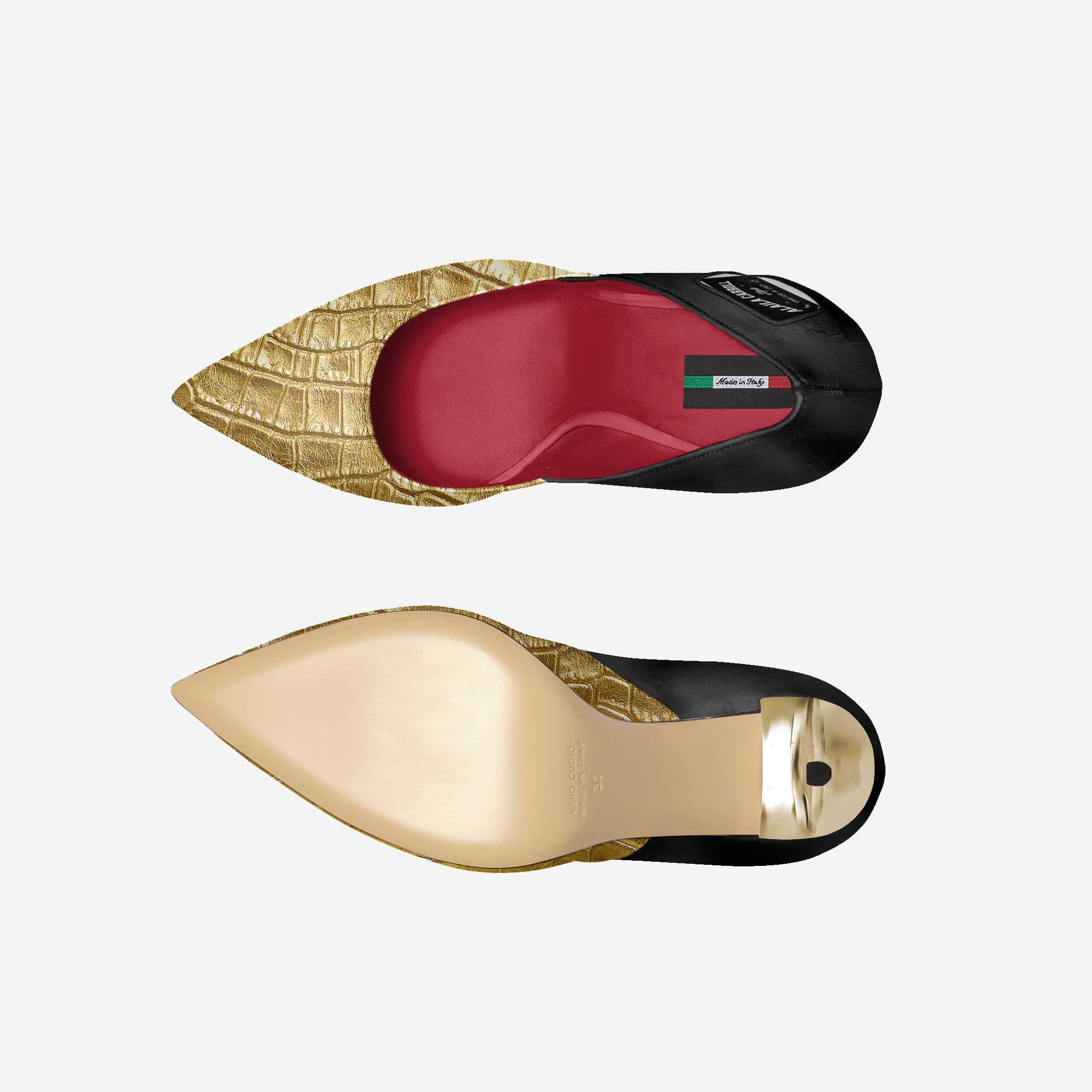 Simple Cut High Heel Black & Gold