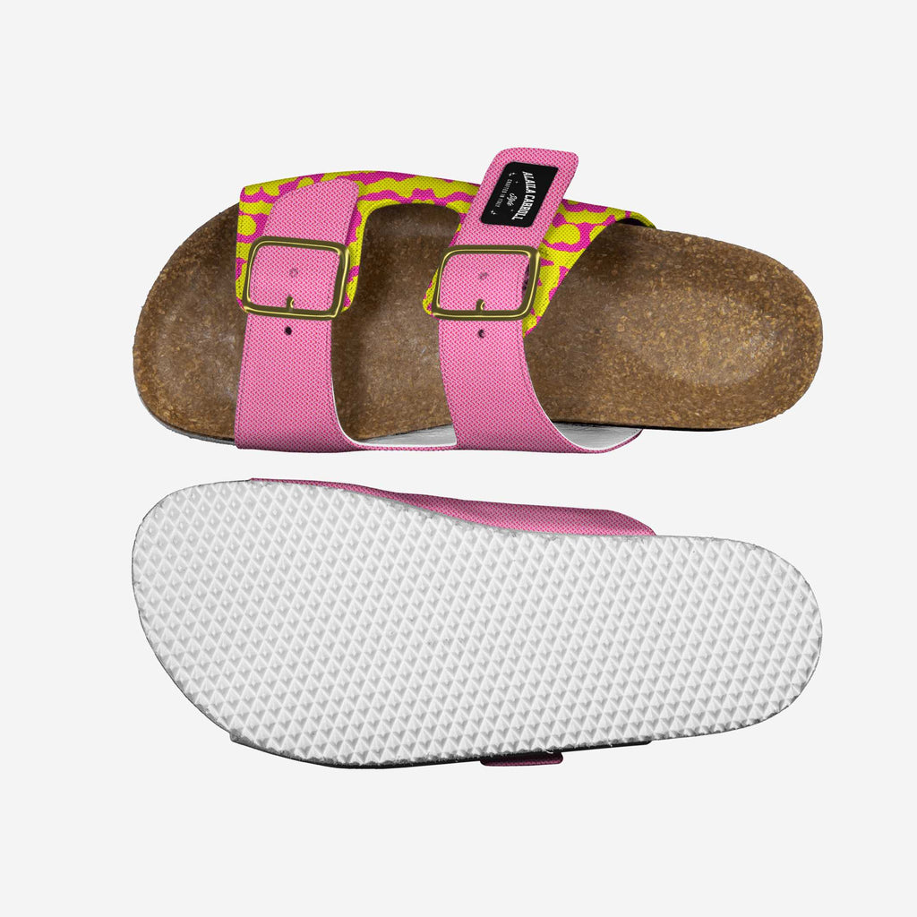BELT SANDAL – Abstract Textile Pink & Yellow