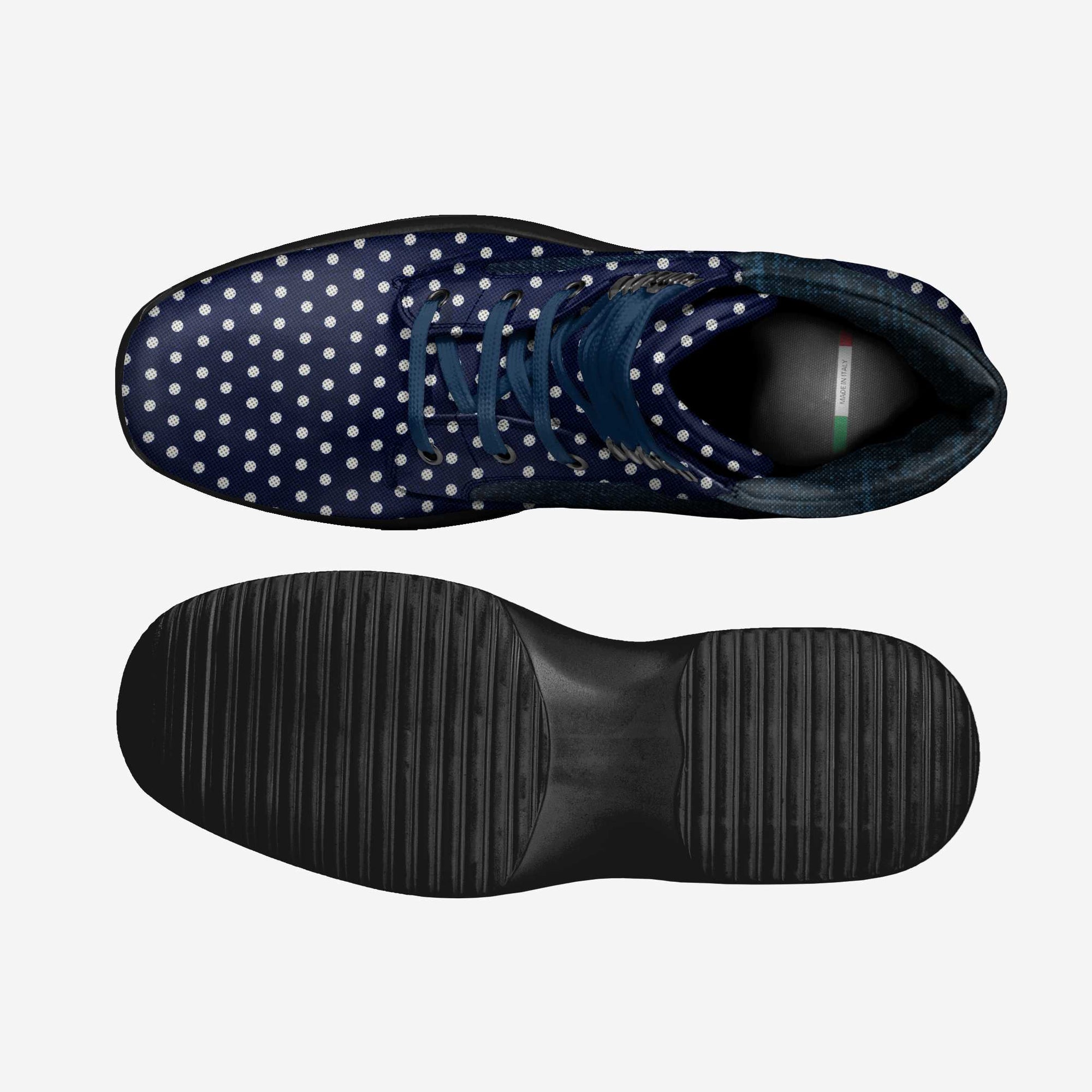 Hi Top Walking Sneaker Navy Denim Polka-Dots